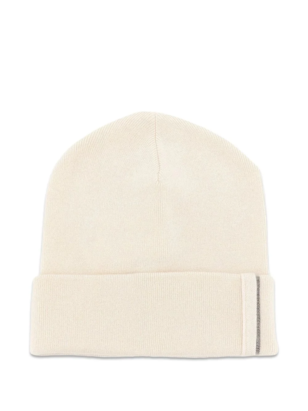 Monili-embellished turn-up brim beanie hat - 1