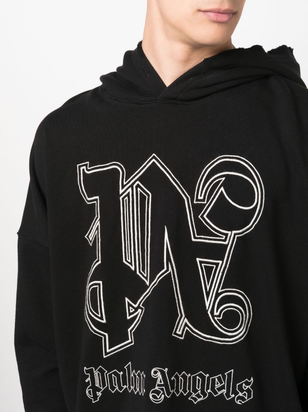 logo-embroidered cotton hoodie - 5