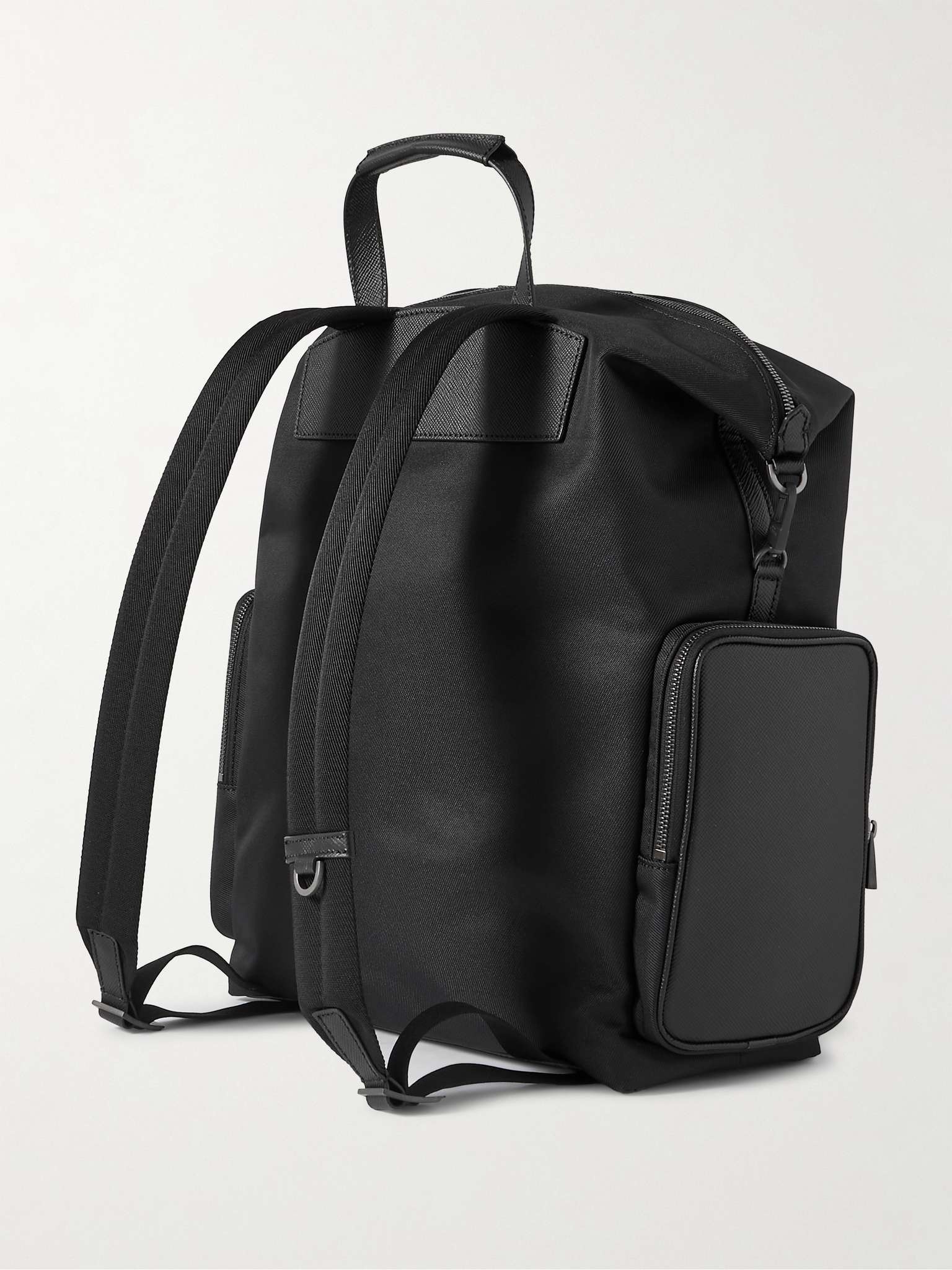 Evoluzione Full-Grain Leather-Trimmed Twill Backpack - 4