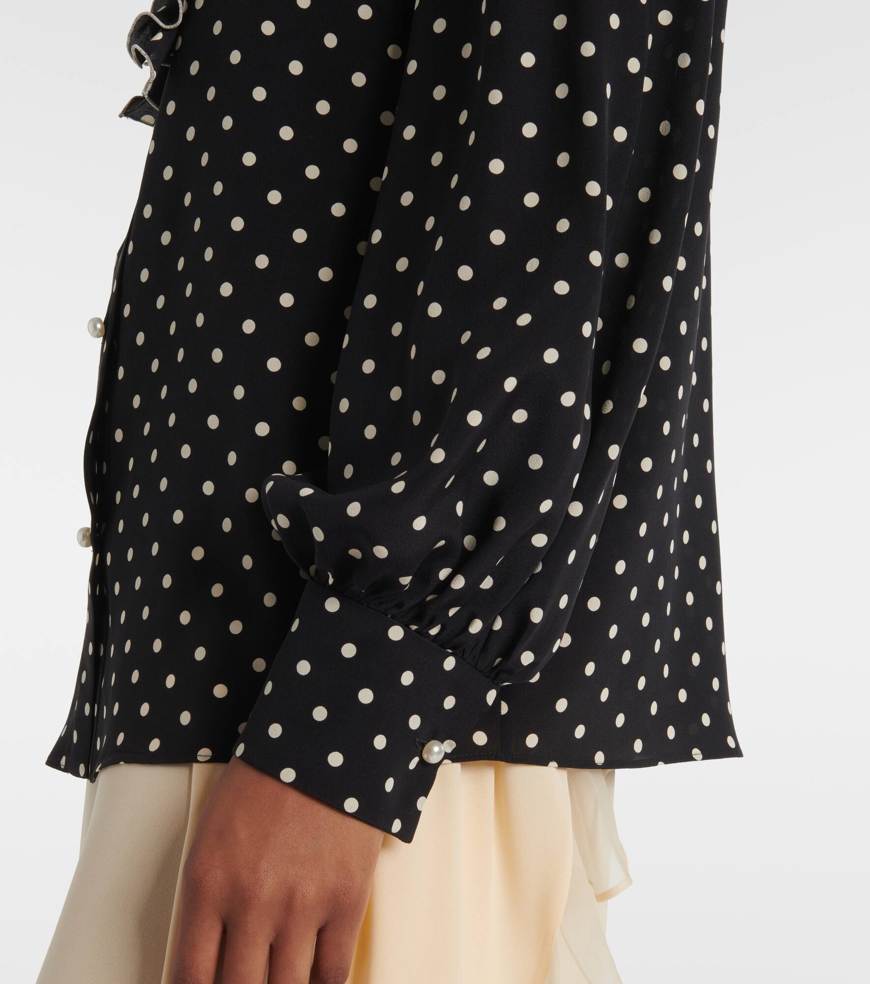 Polka-dot silk crêpe de chine blouse - 5