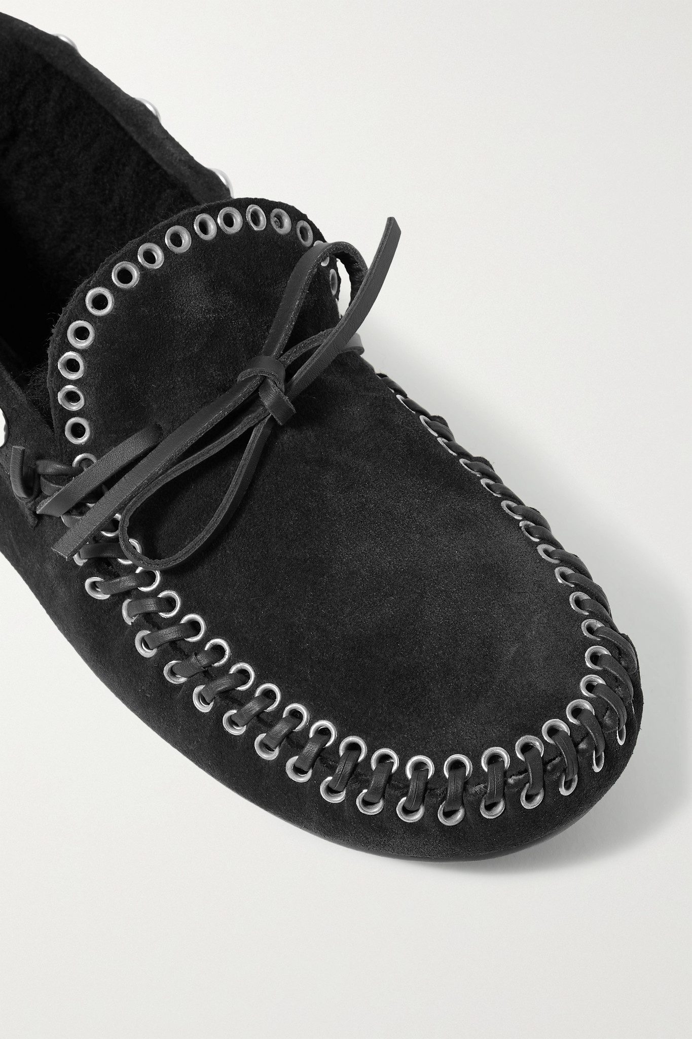 Faomee studded shearling-lined suede loafers - 4
