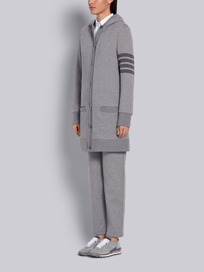 Thom Browne Medium Grey Cotton Loopback Hip Length Hooded Tonal 4-Bar Hooded Cardigan outlook