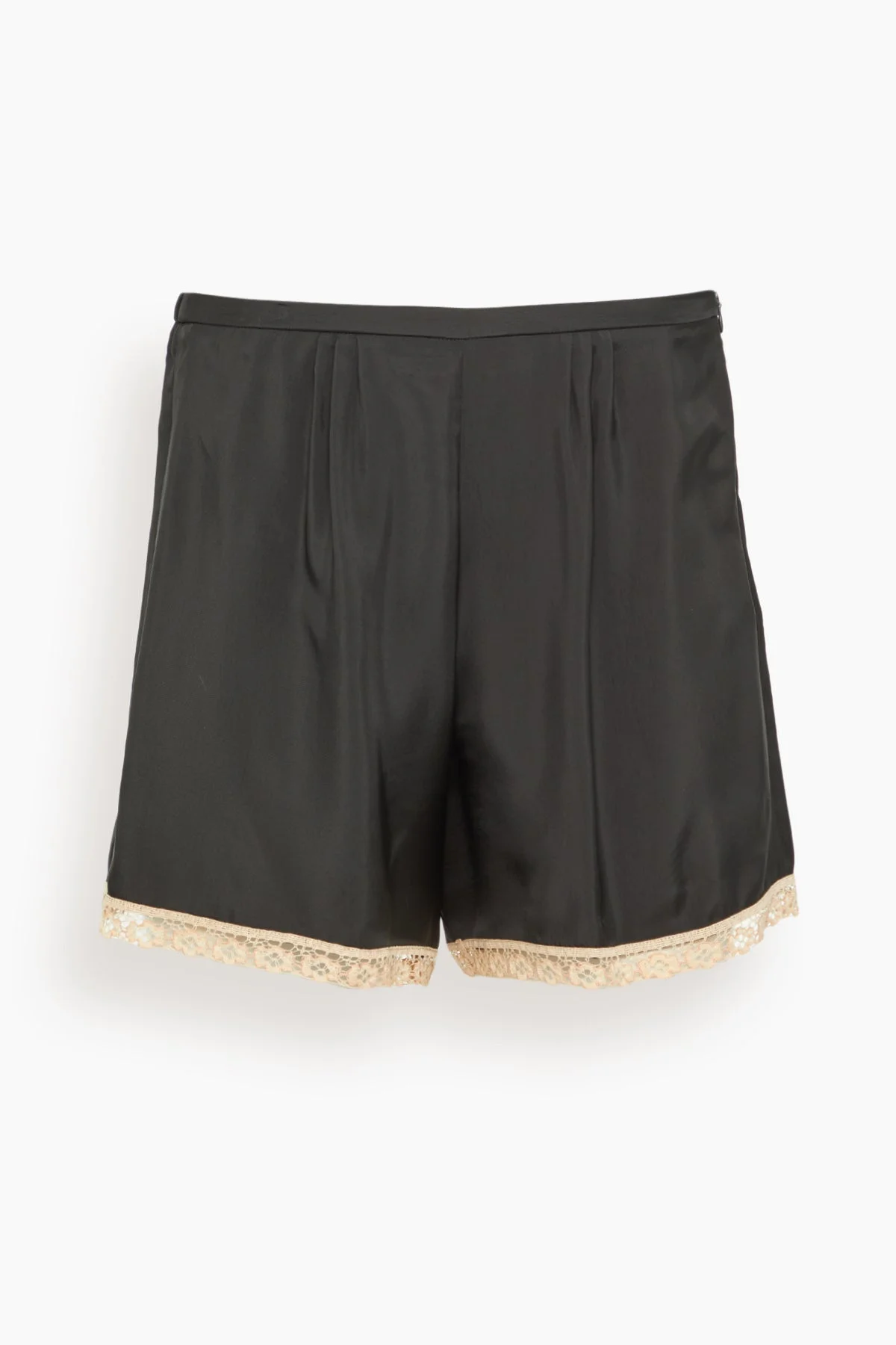 Chic Twill Culotte with Lace in Noir - 1