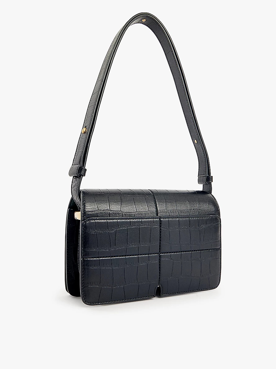 Snip croc-effect leather shoulder bag - 4