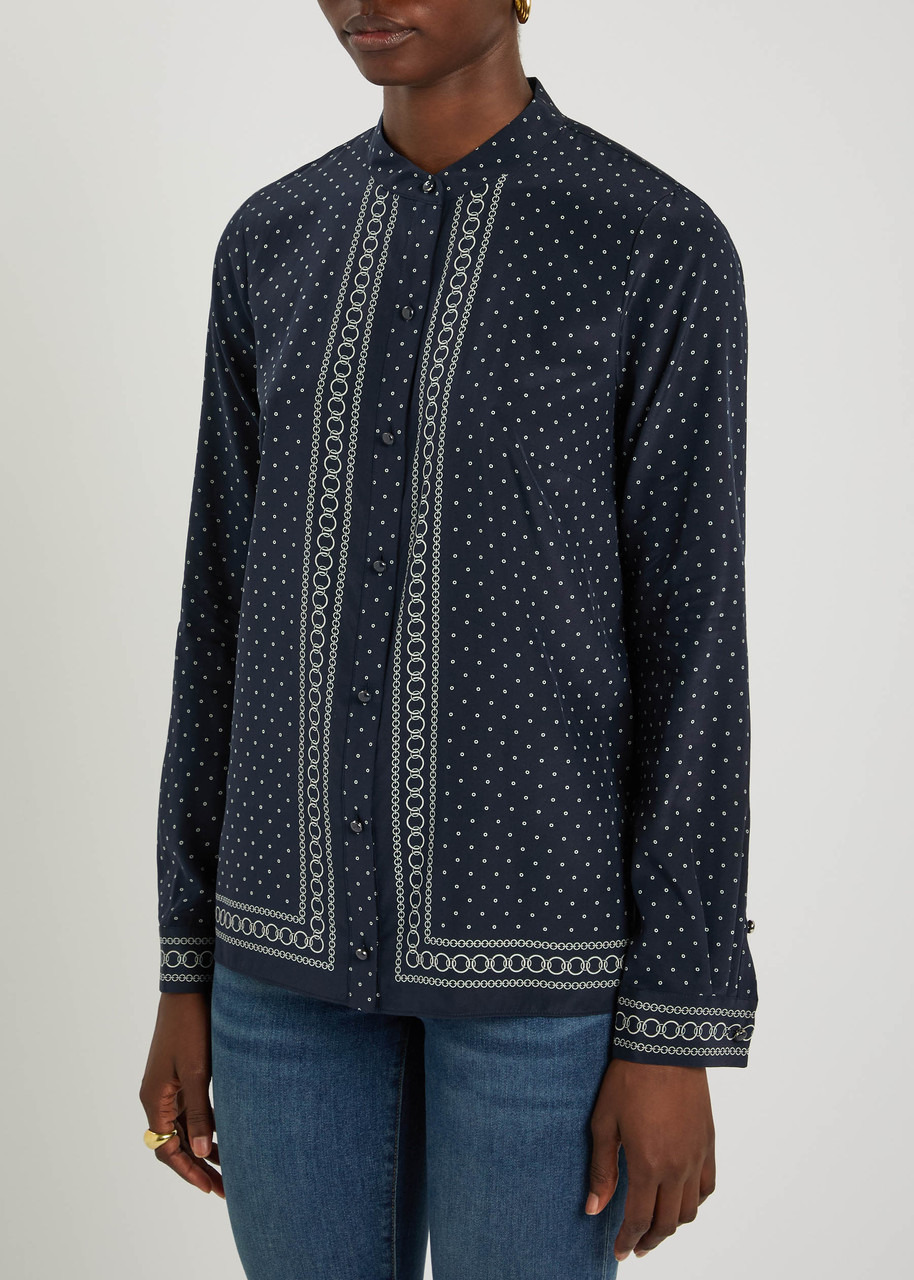 Veronica Beard Johnson Patterned Stretch-silk Crepe Blouse - 2