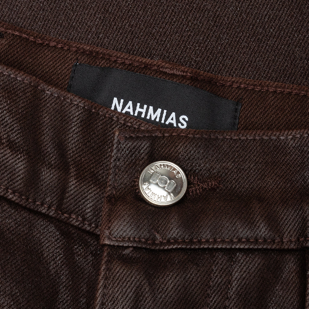 WAXED DENIM LOGO CARGO PANT -BROWN WASH - 3