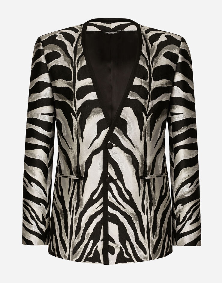 Zebra-design lamé jacquard Sicilia-fit jacket - 1