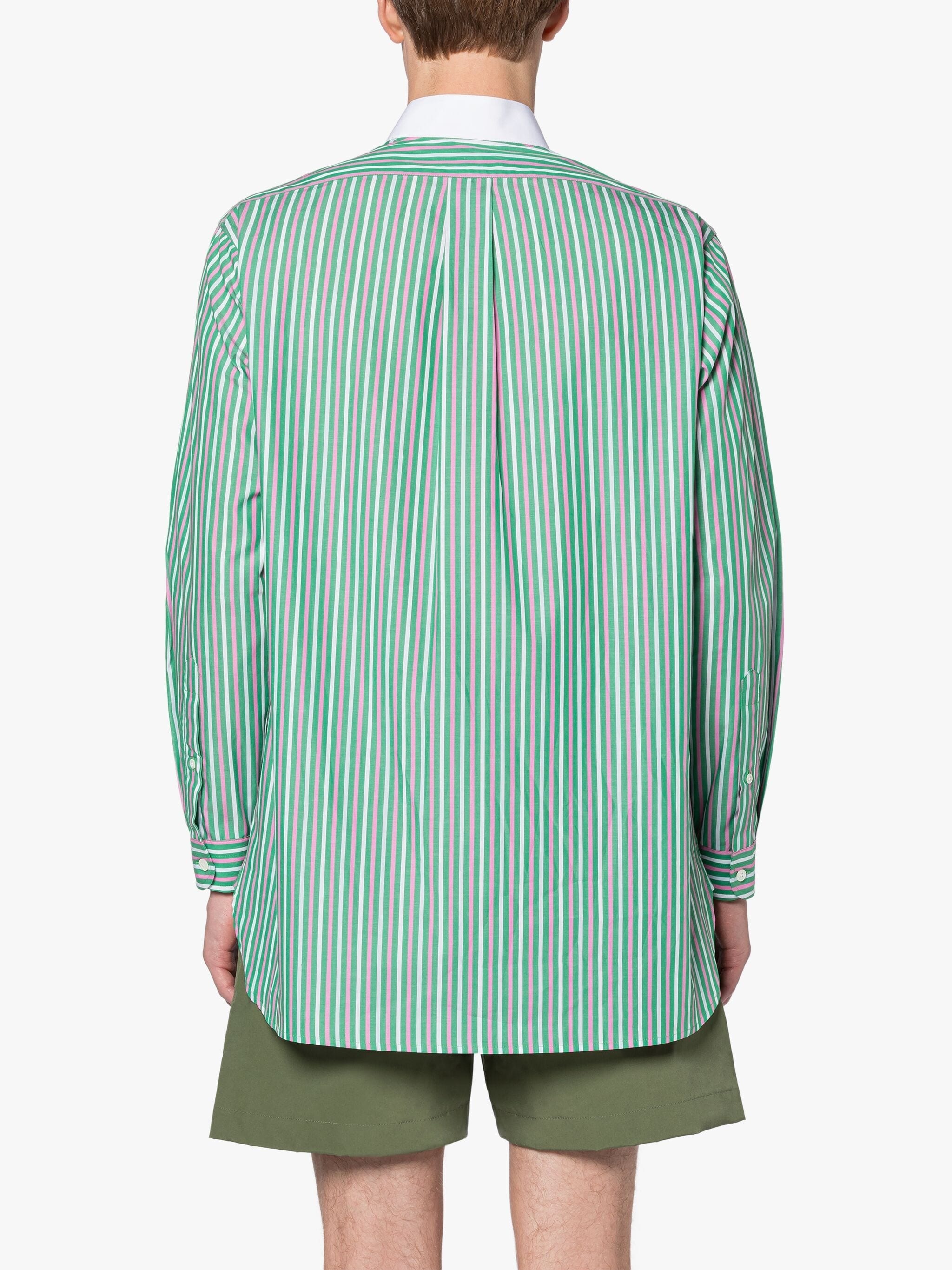 ROMA GREEN & PINK STRIPE BUTTON DOWN SHIRT - 4