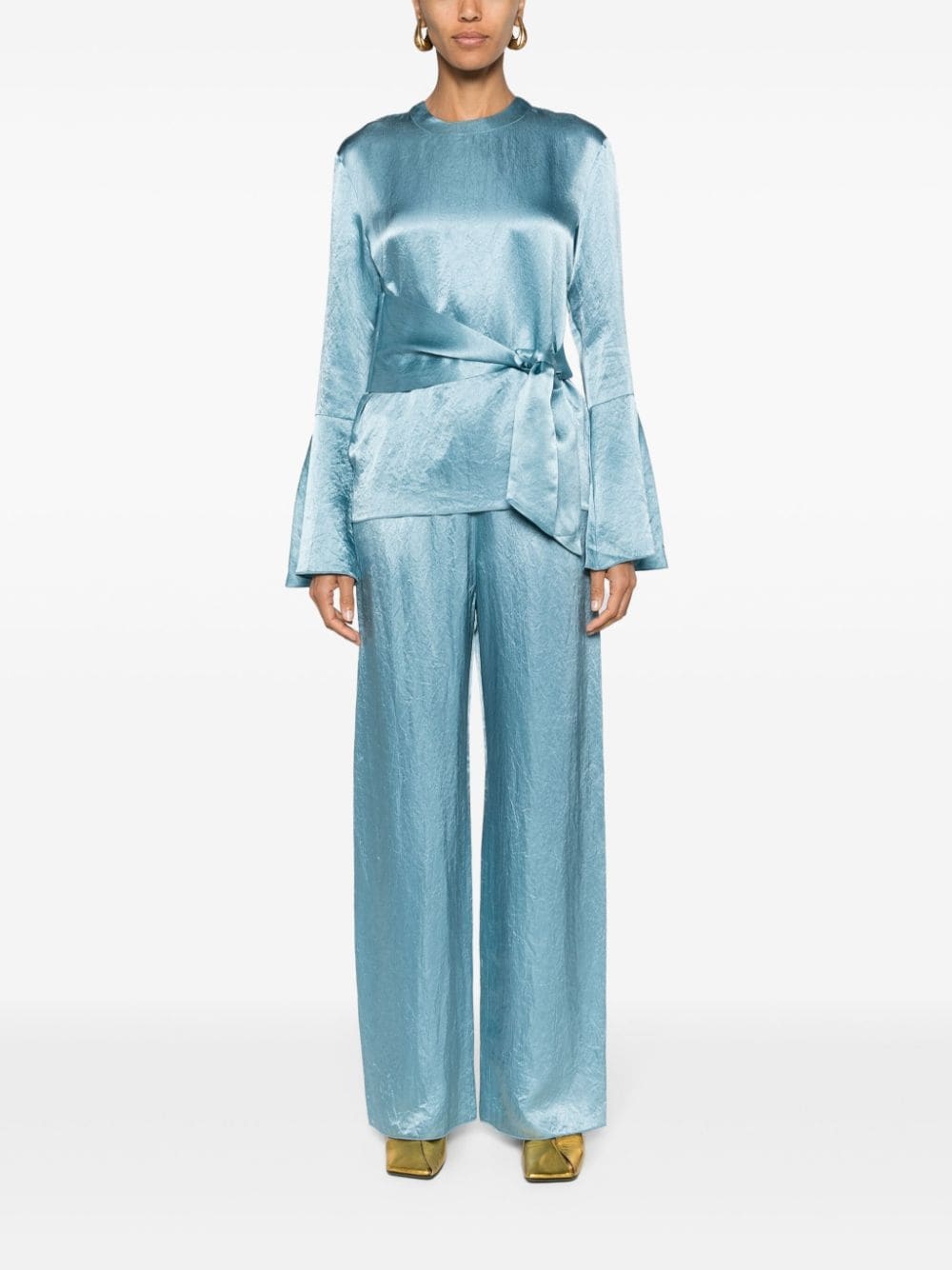 straight-leg satin trousers - 2