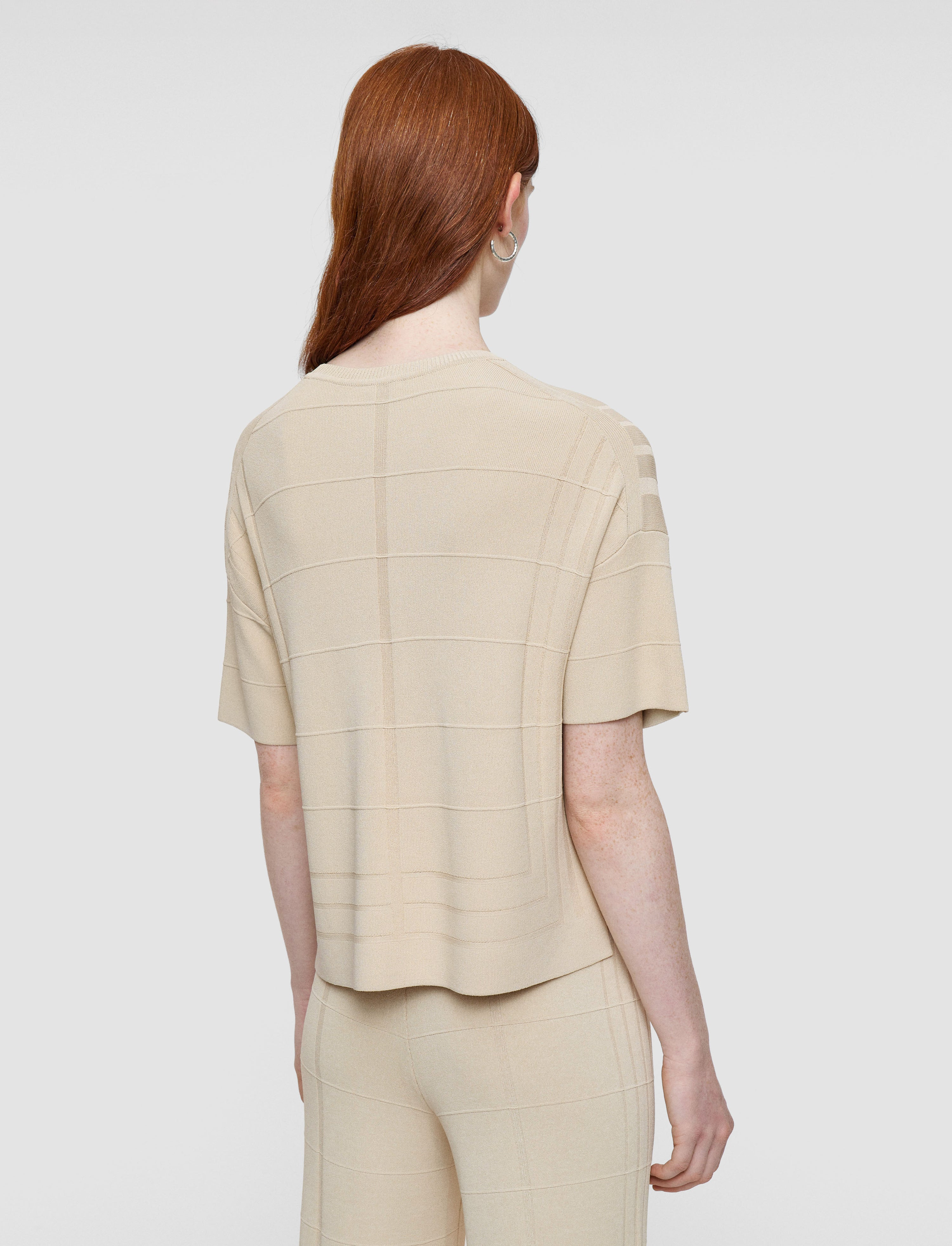 Viscose Grid Knit T-Shirt - 3