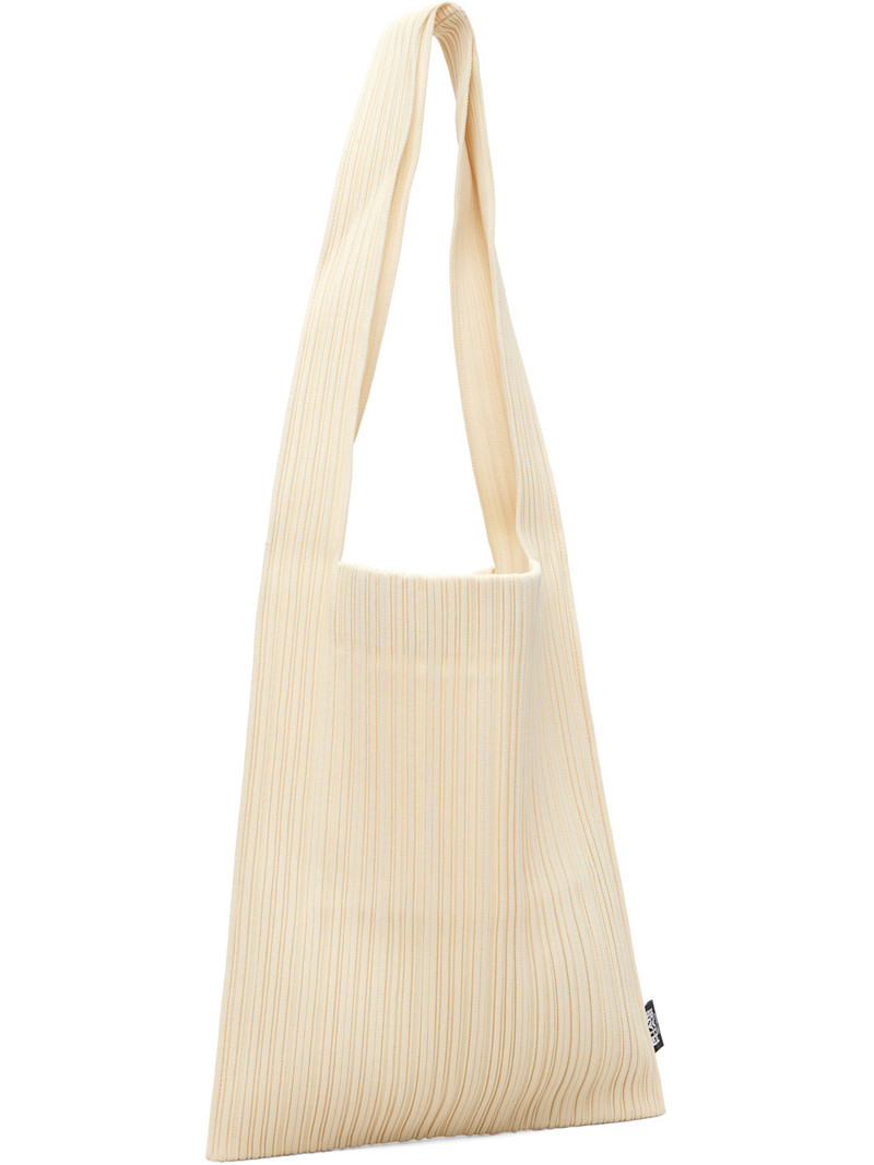 Pleats Please Issey Miyake Beige Crepe Knit Tote outlook