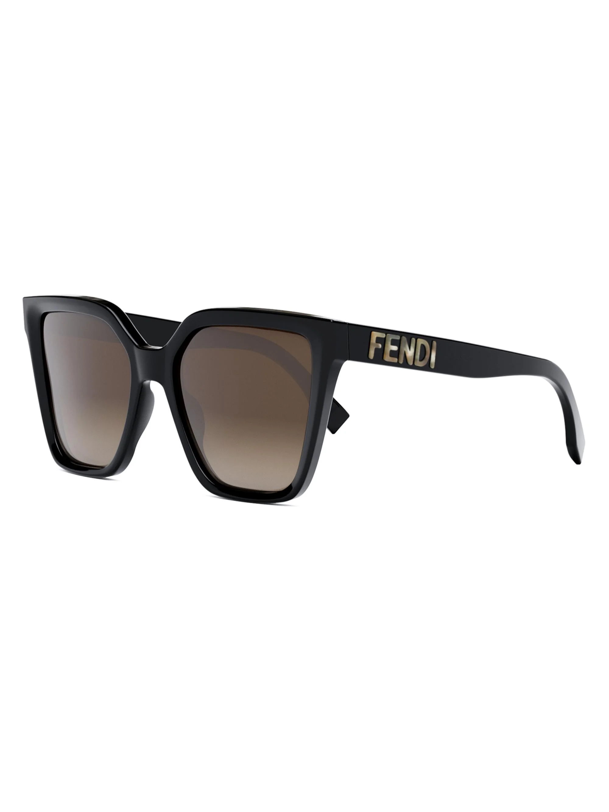 Women's Lettering 55MM Square Sunglasses - Shiny Black - 1