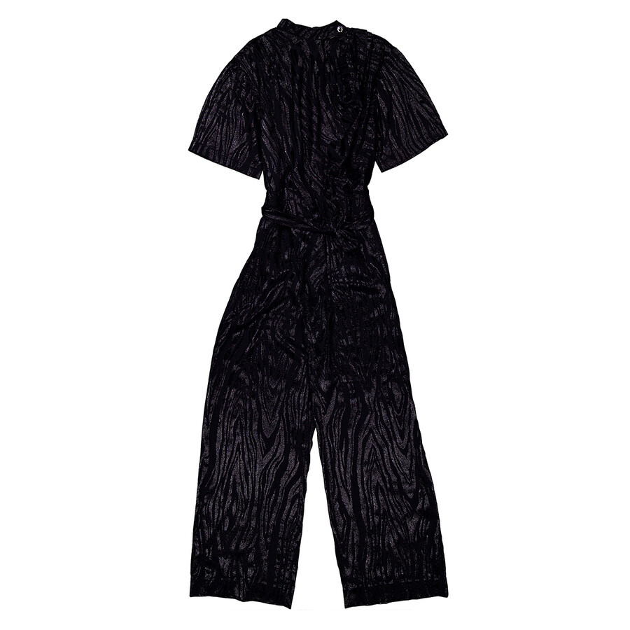 Stella Mccartney Ladies Black Woodgrain Print Lurex Jumpsuit - 2