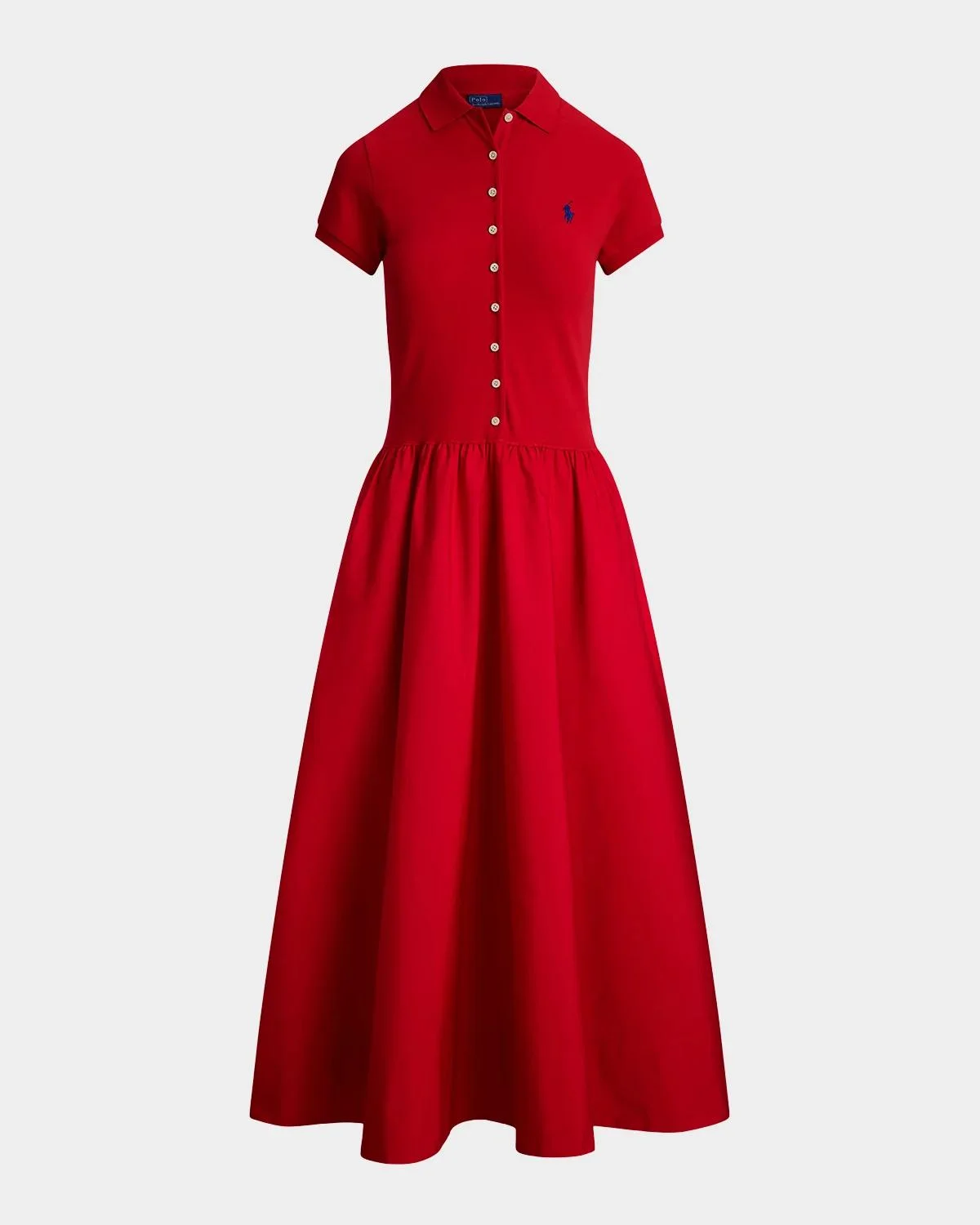 Hybrid Mesh Polo-Bodice Midi Dress - 1