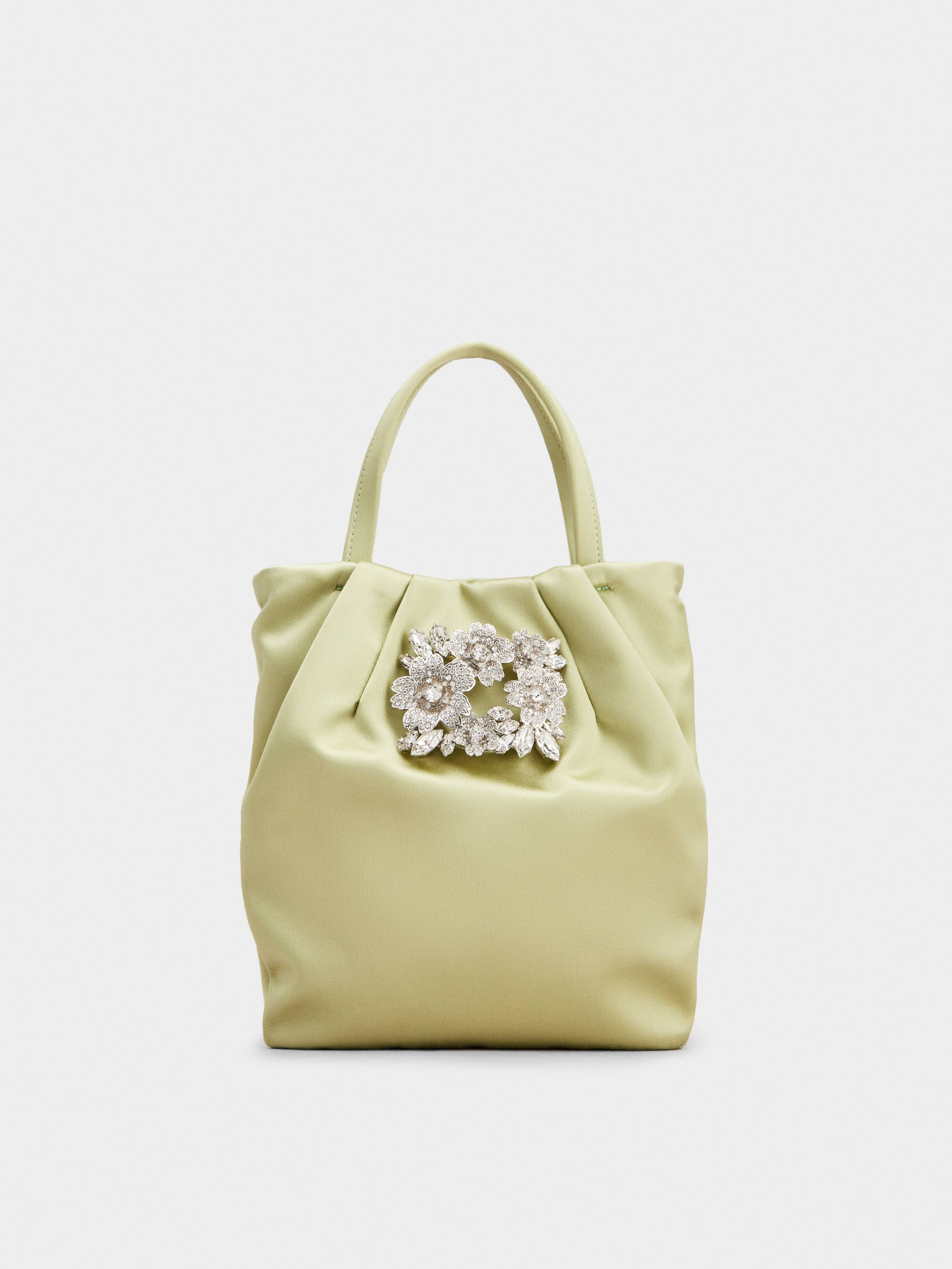 Drapé Pocket Bouquet Strass Buckle Micro Bag in Satin - 1