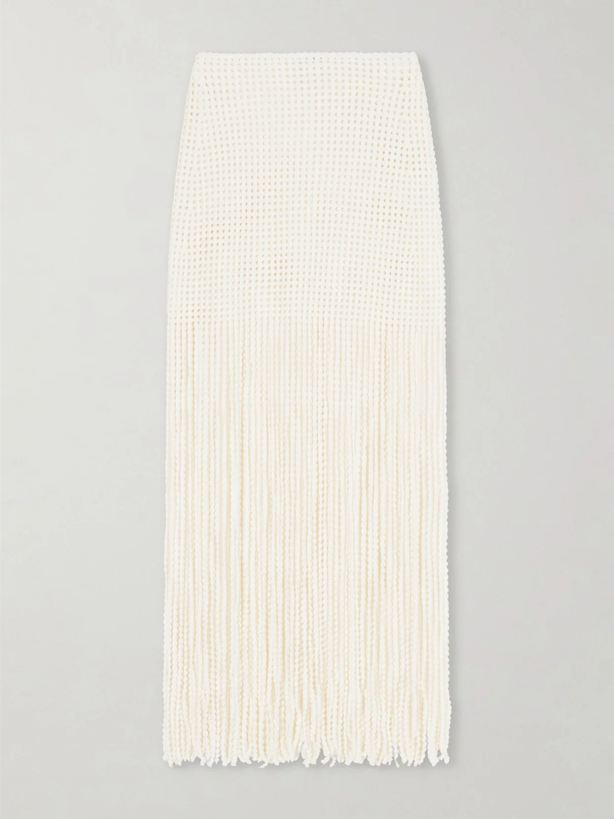 Knitted Fringed Midi Skirt - 1