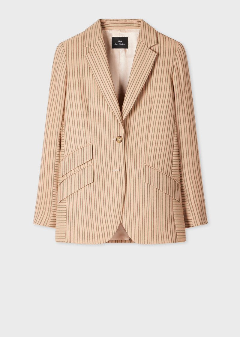 Paul Smith Women's Sand Brown Stripe Wool Two-Piece Suit outlook