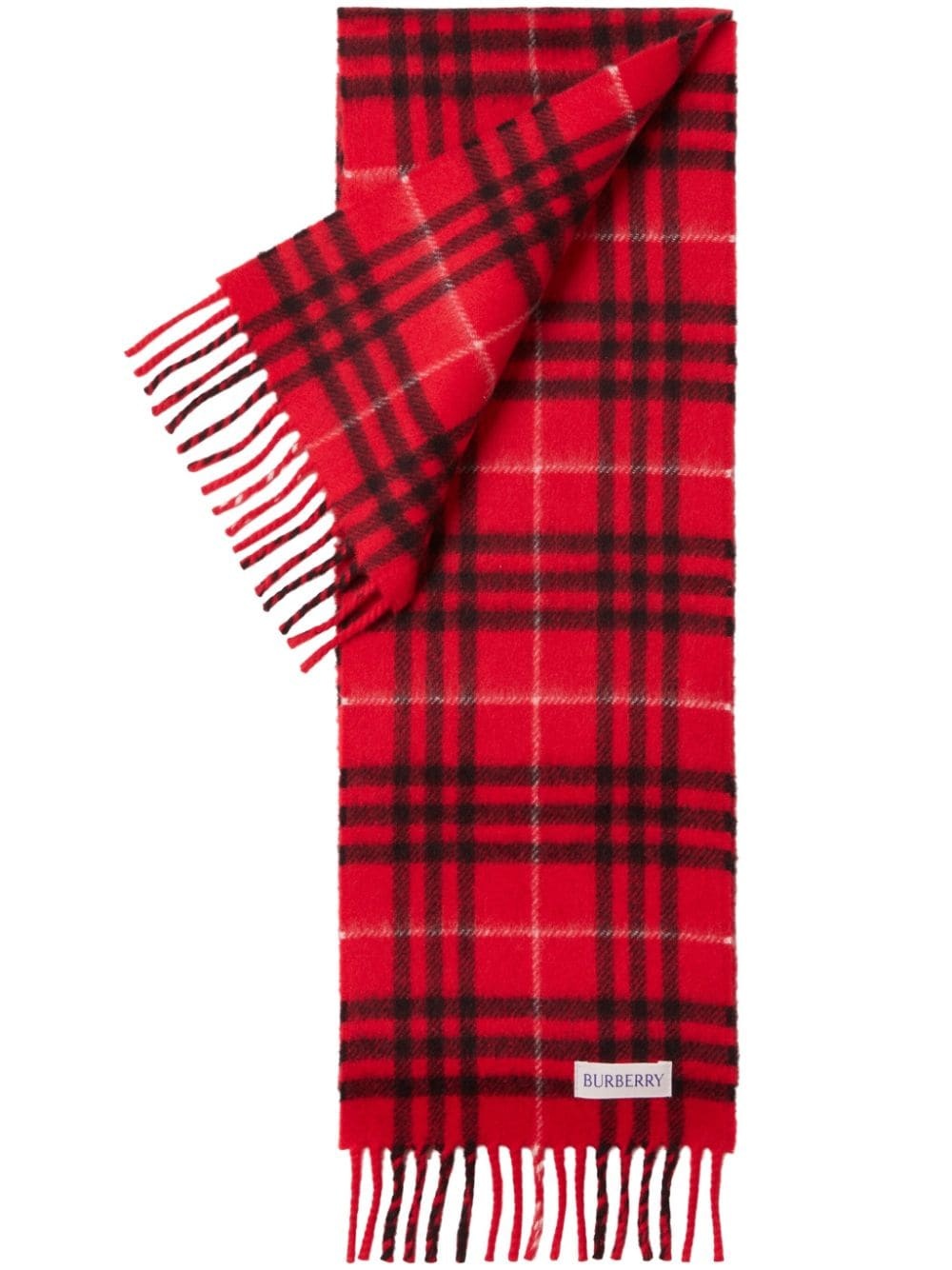 checkered cashmere fringed scarf - 1