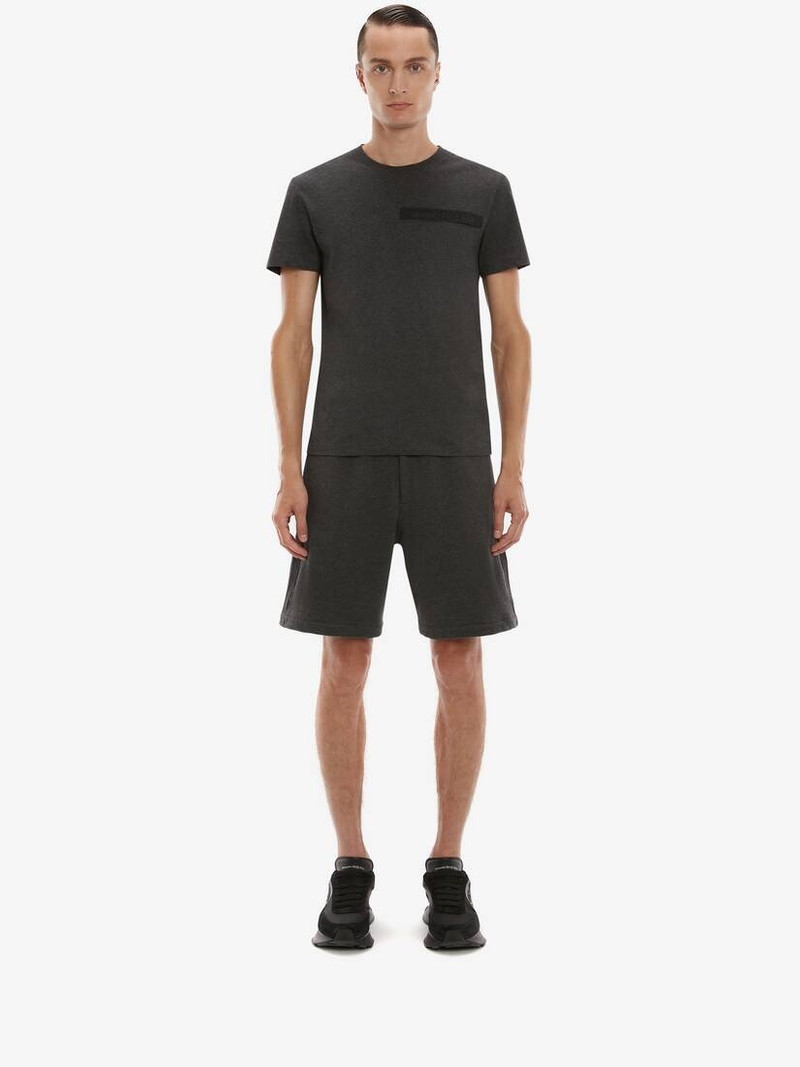 Alexander McQueen Selvedge Logo Tape Detail Shorts in Charcoal outlook
