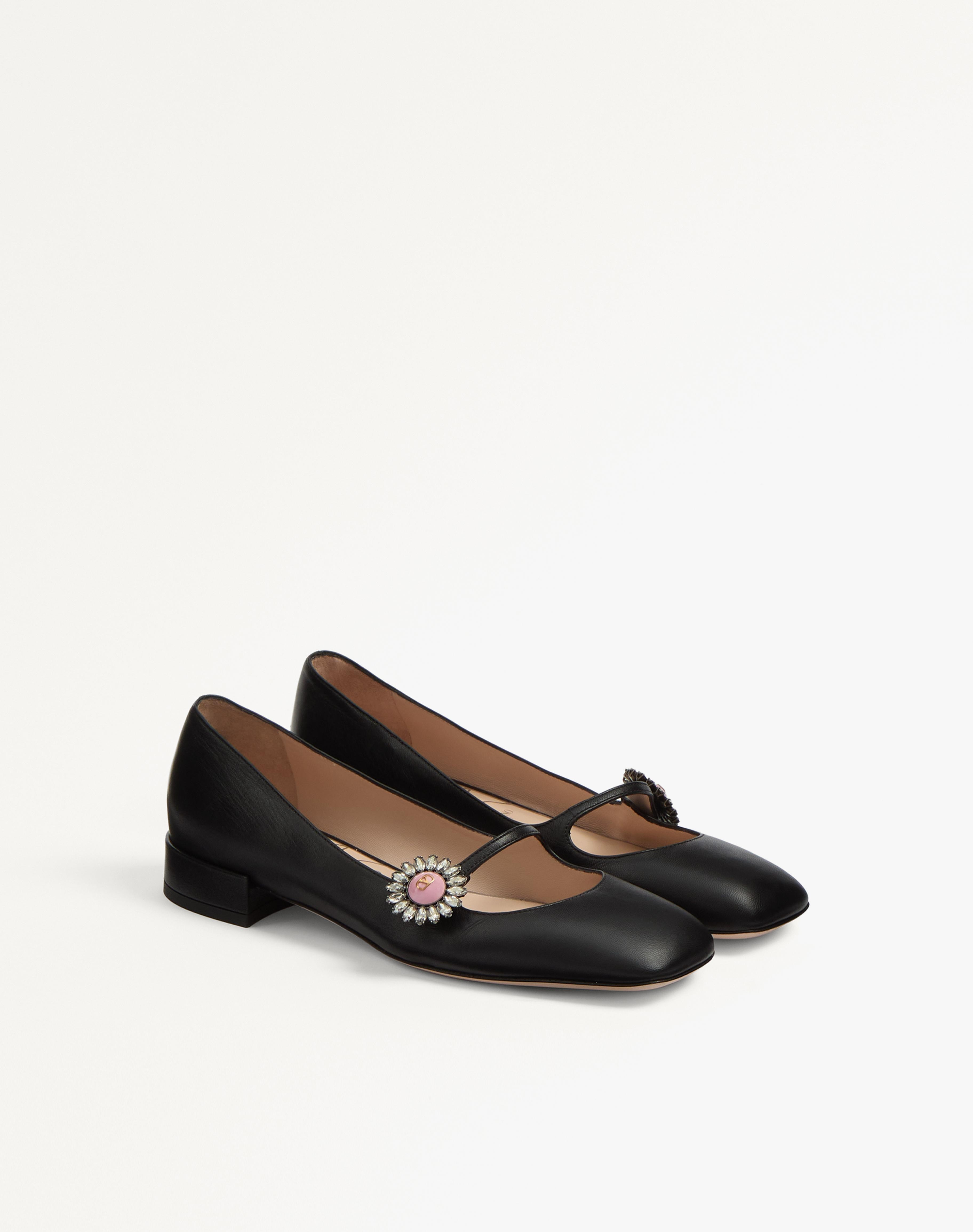 MARY-JANE PRESHOES BALLERINA IN KIDSKIN WITH JEWEL BUTTON 20MM - 3