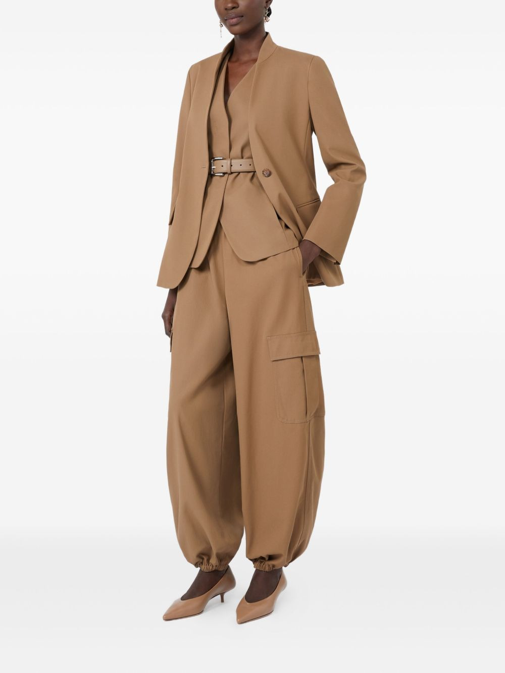 stand-collar single-button jacket - 2