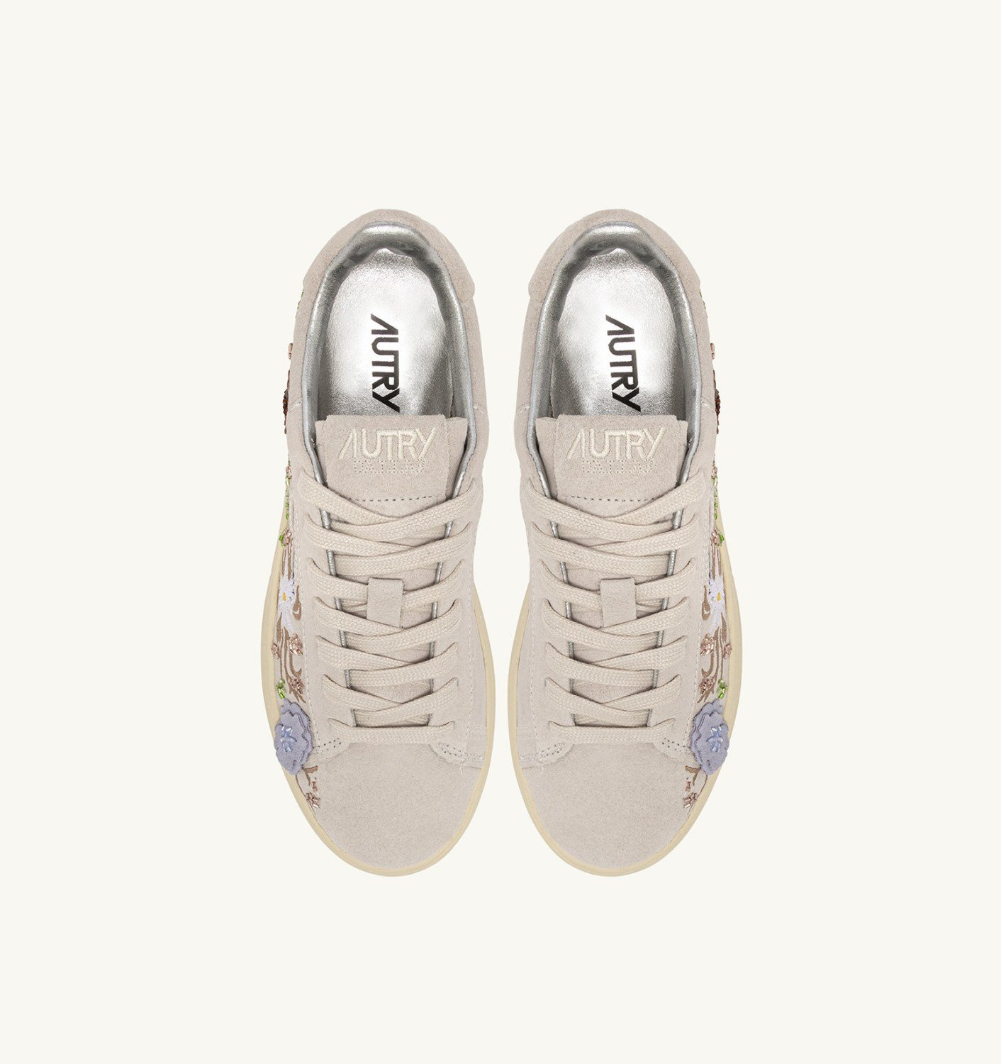 DALLAS LOW 'FLORAL' SNEAKERS IN WHITE SUEDE - 5