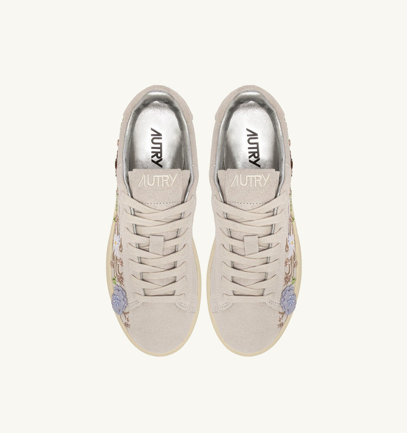 DALLAS LOW 'FLORAL' SNEAKERS IN WHITE SUEDE 5