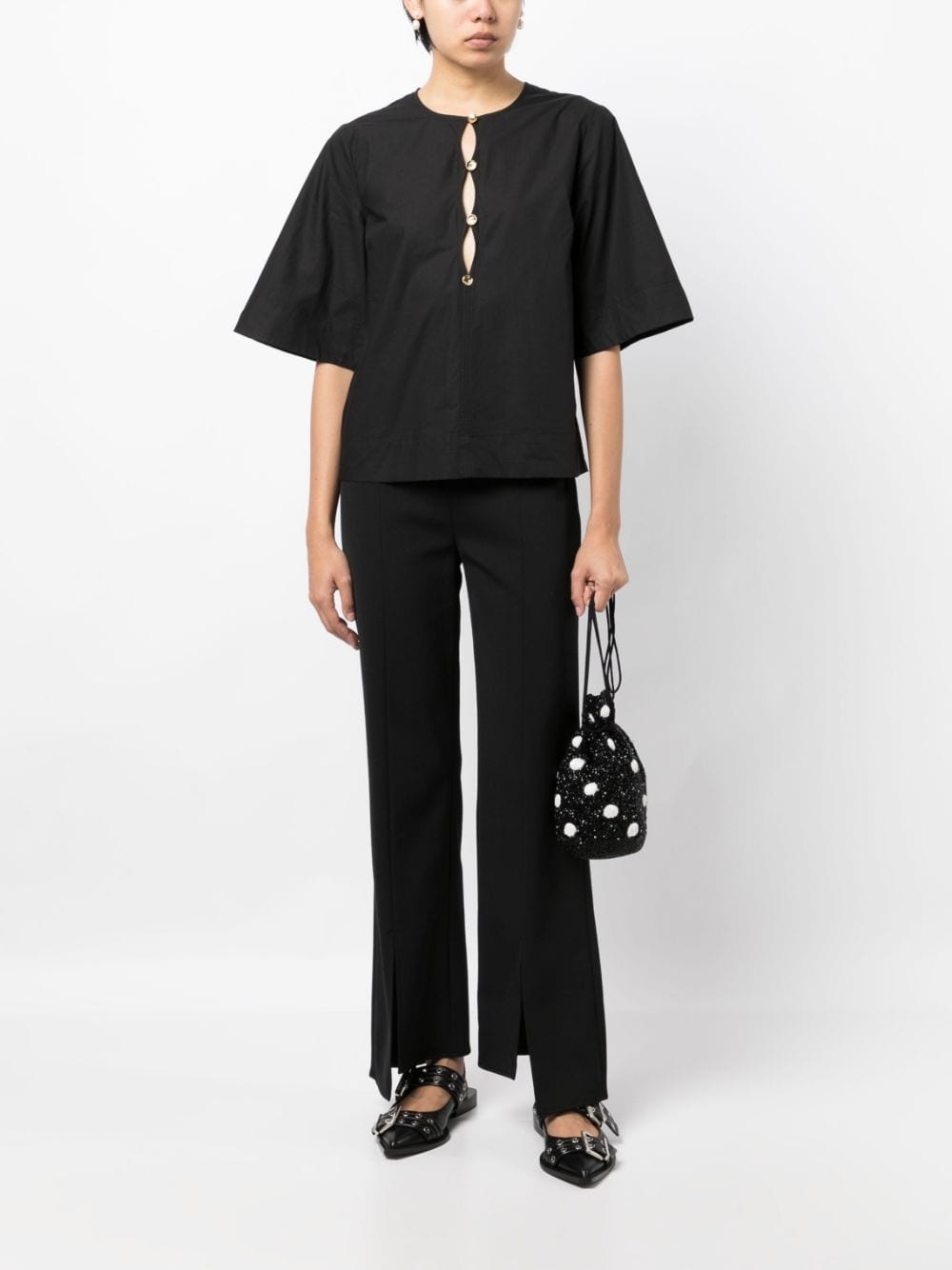 cut-out poplin blouse - 2