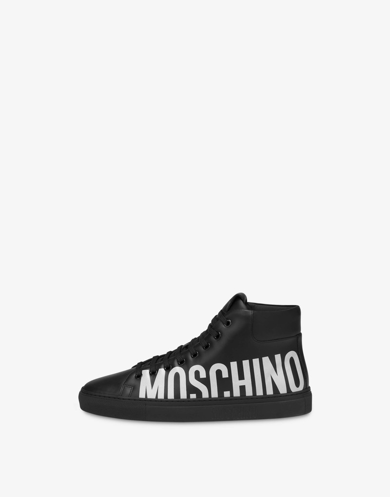 Moschino LEATHER HIGH SNEAKERS WITH LOGO outlook