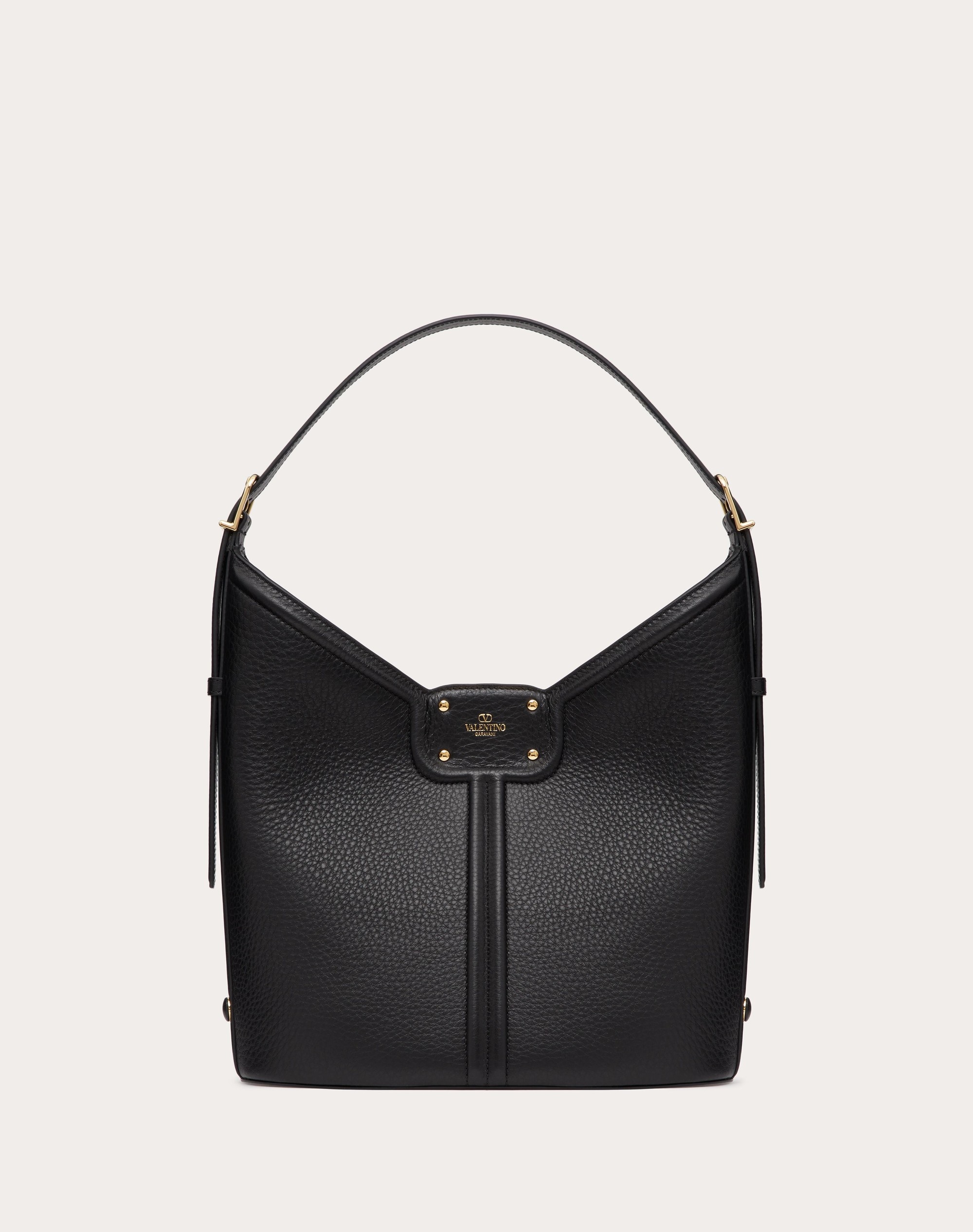 VLOGO LEATHER HOBO BAG IN GRAINY CALFSKIN - 3