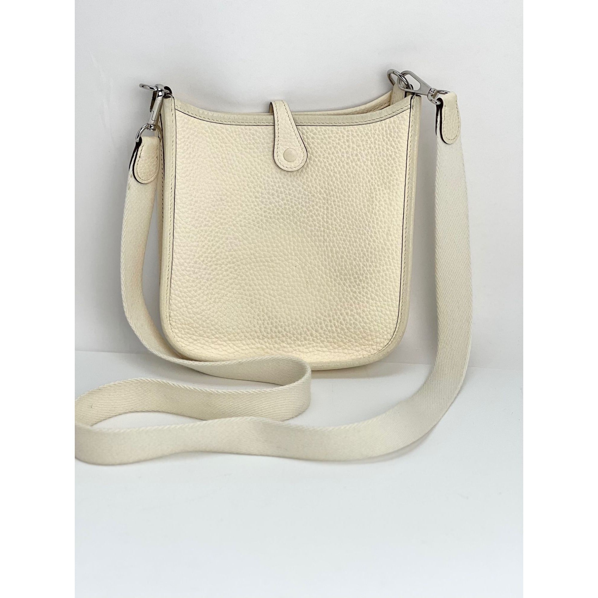 Hermes Taurillon Clemence evelyne TPM Nata White Crossbody Bag - 6