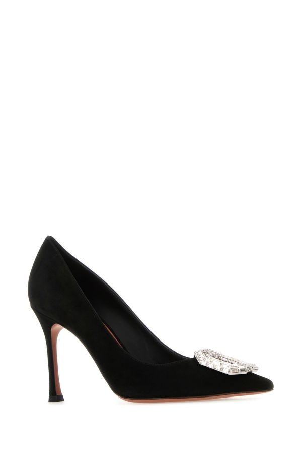 Amina Muaddi Woman Black Suede Camelia Pumps - 2