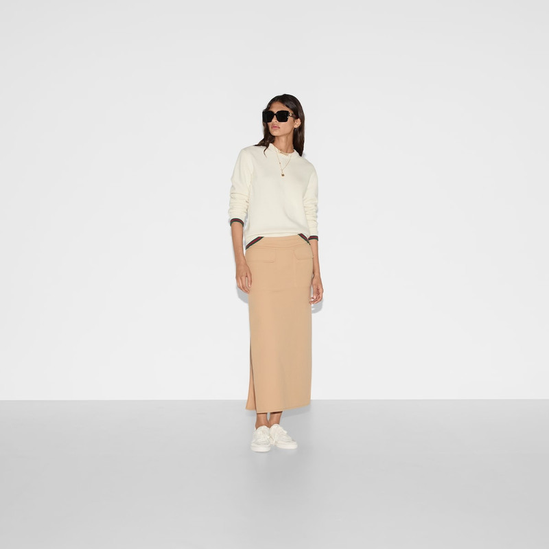 GUCCI Wool and cashmere sweater with Web outlook