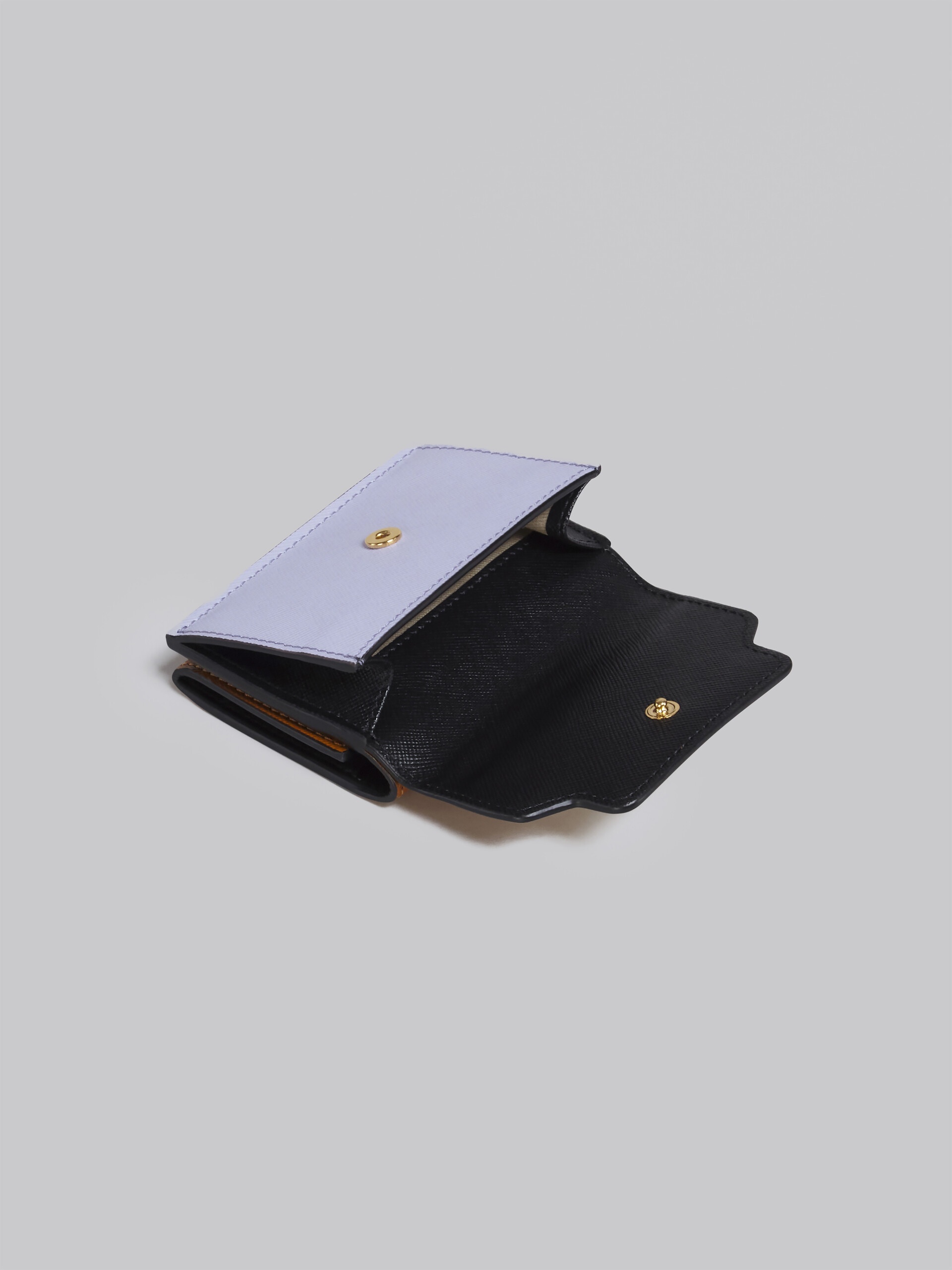 BROWN LILAC AND BLACK SAFFIANO LEATHER TRI-FOLD WALLET - 5
