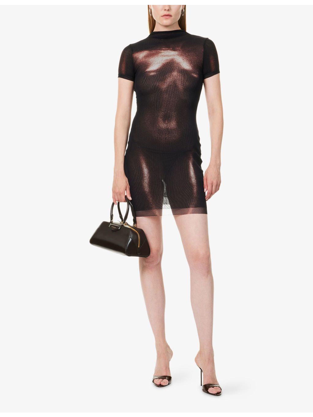 Slim-Fit High Neck Woven Mini Dress - 2
