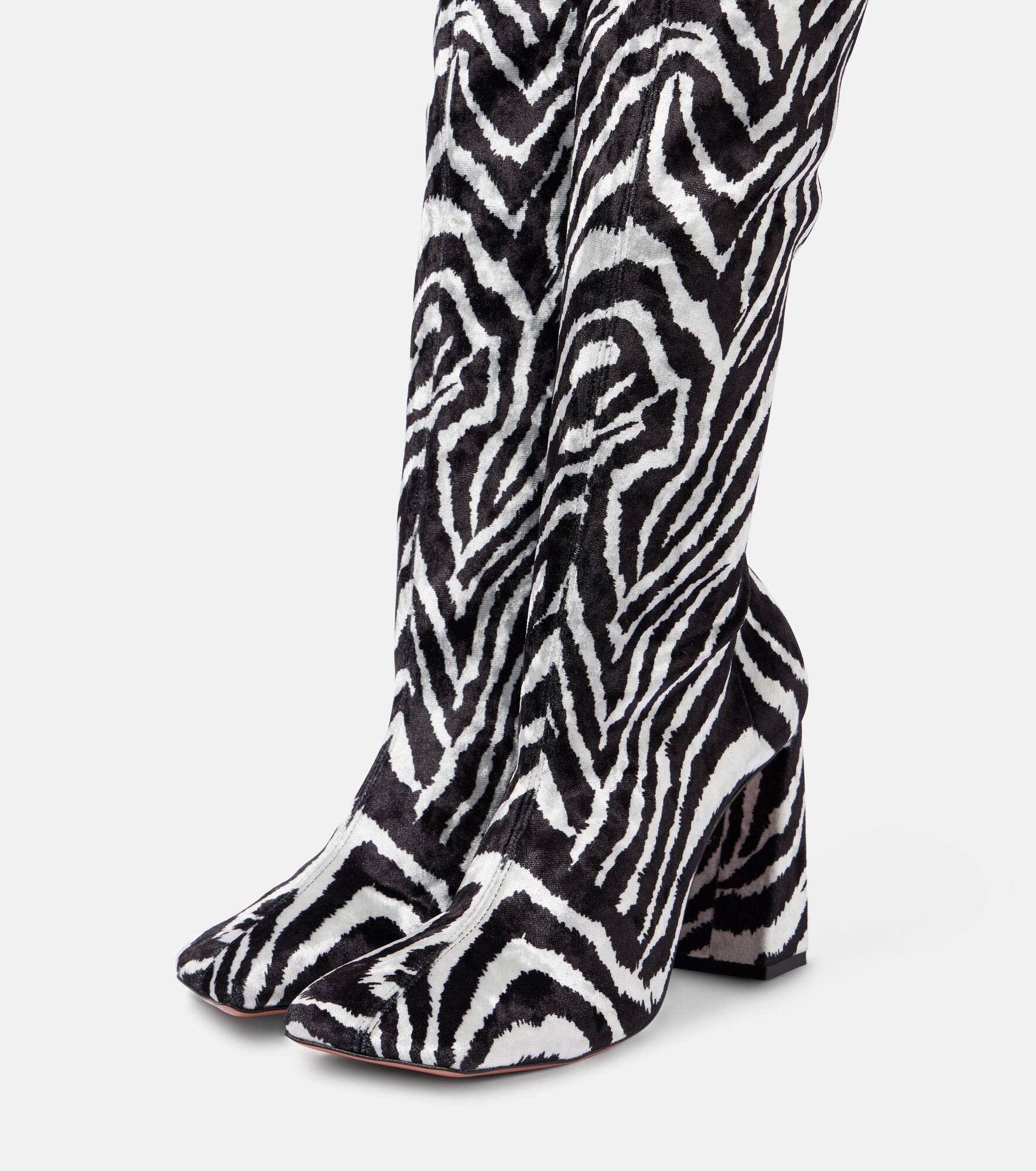 Marine Stretch 95 velvet knee-high boots - 4