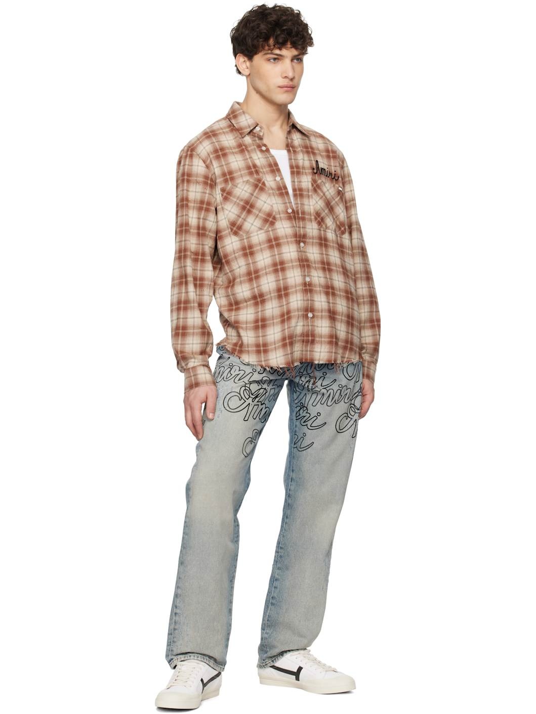 Blue Overlay Printed 'Amiri' Script Jeans - 4