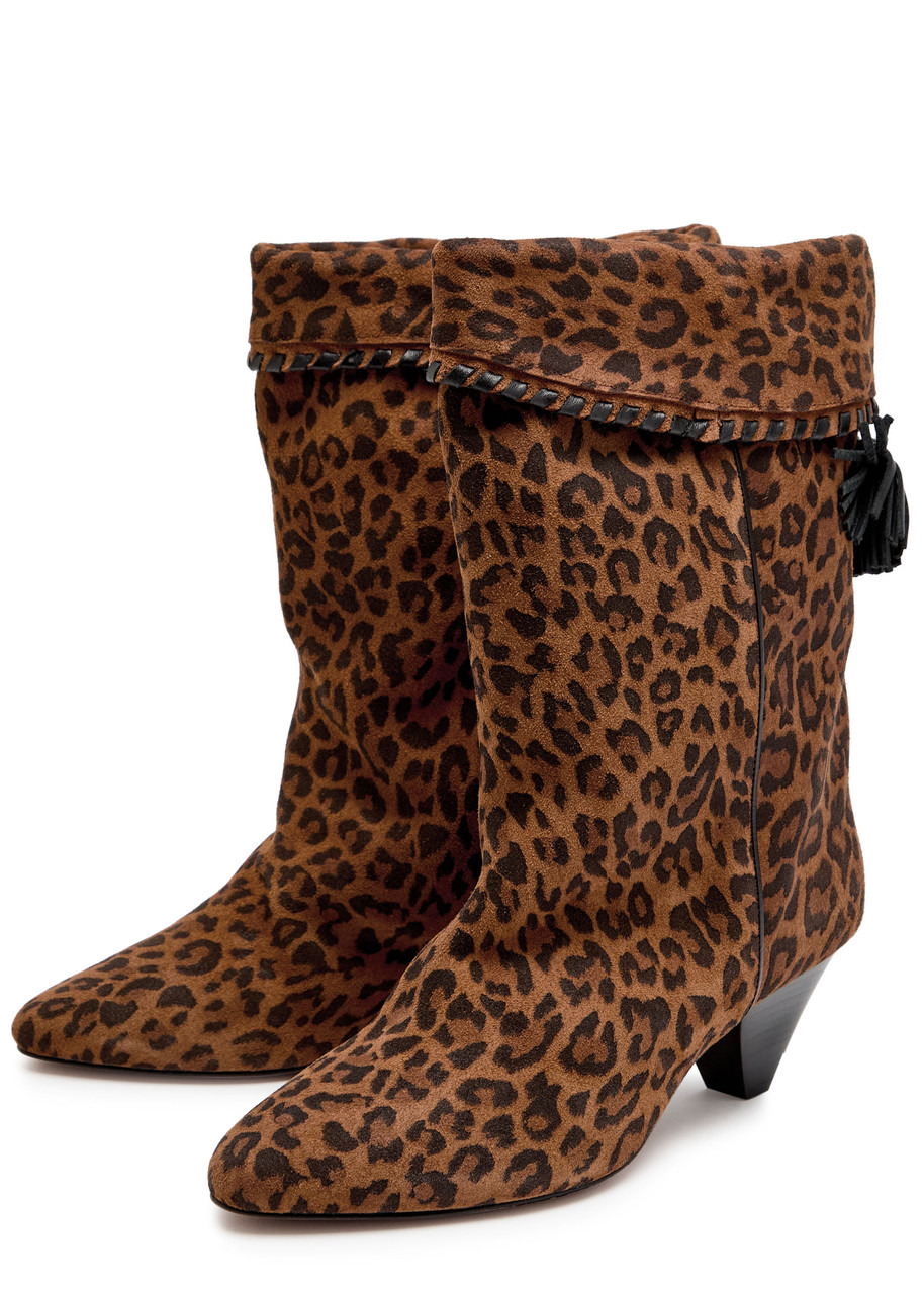 Isabel Marant étoile Dalby 55 Leopard-print Brushed Suede Mid-calf Boots - 3