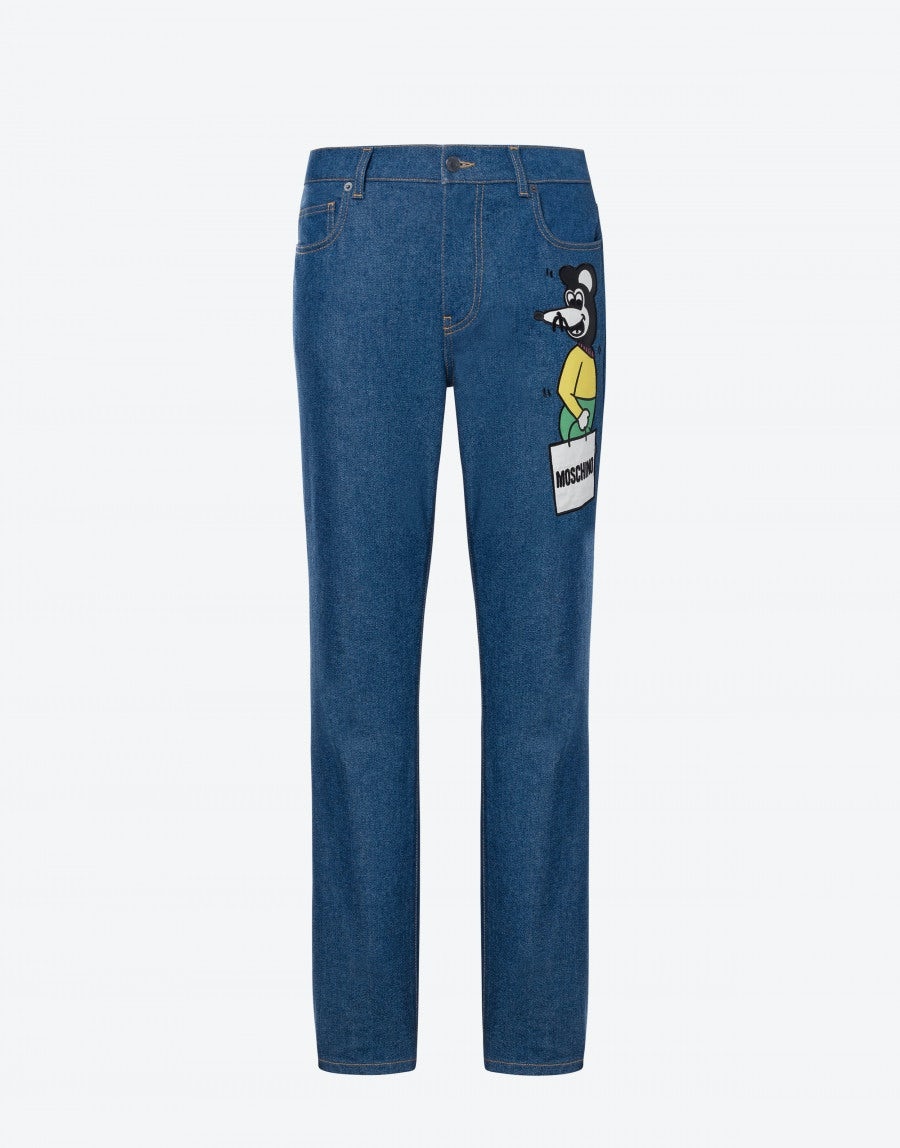 COMICS CHARACTERS STRETCH DENIM TROUSERS - 1