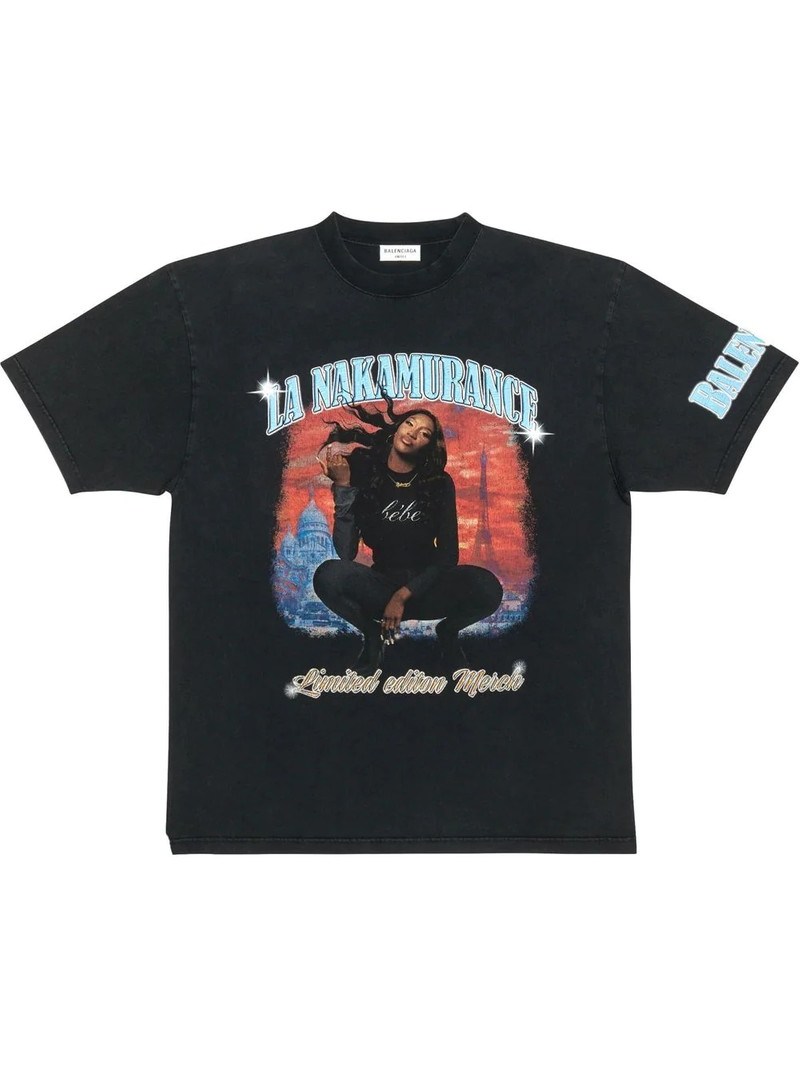 Balenciaga 음악 Aya Nakamura Merch 티셔츠 검정에 큰 적합 - 1