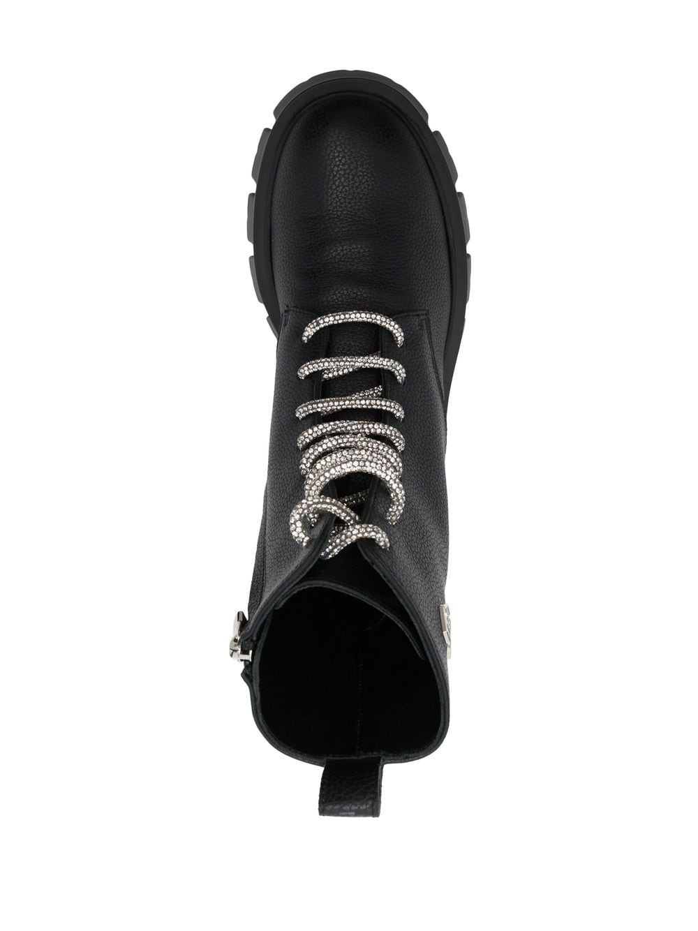 logo-plaque lace-up leather boots - 4