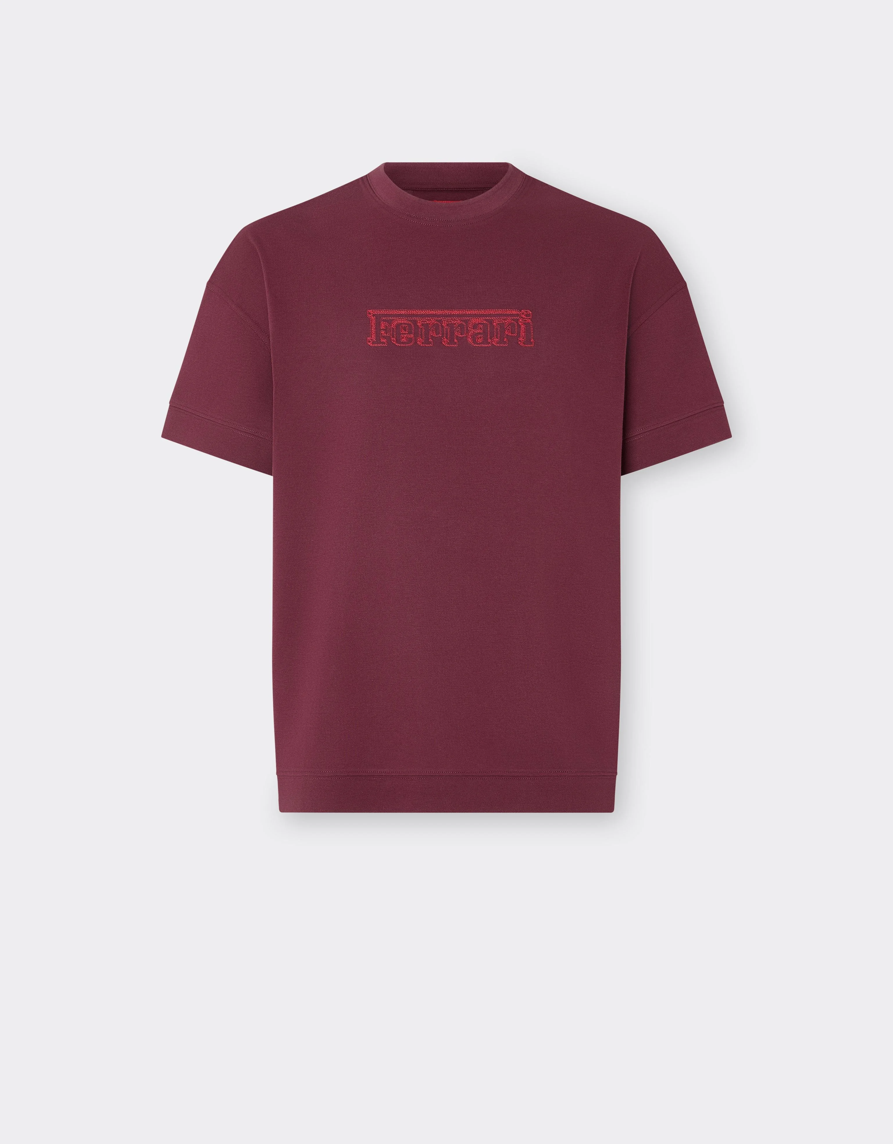 Cotton Piqué T-shirt with Ferrari Embroidery - 1