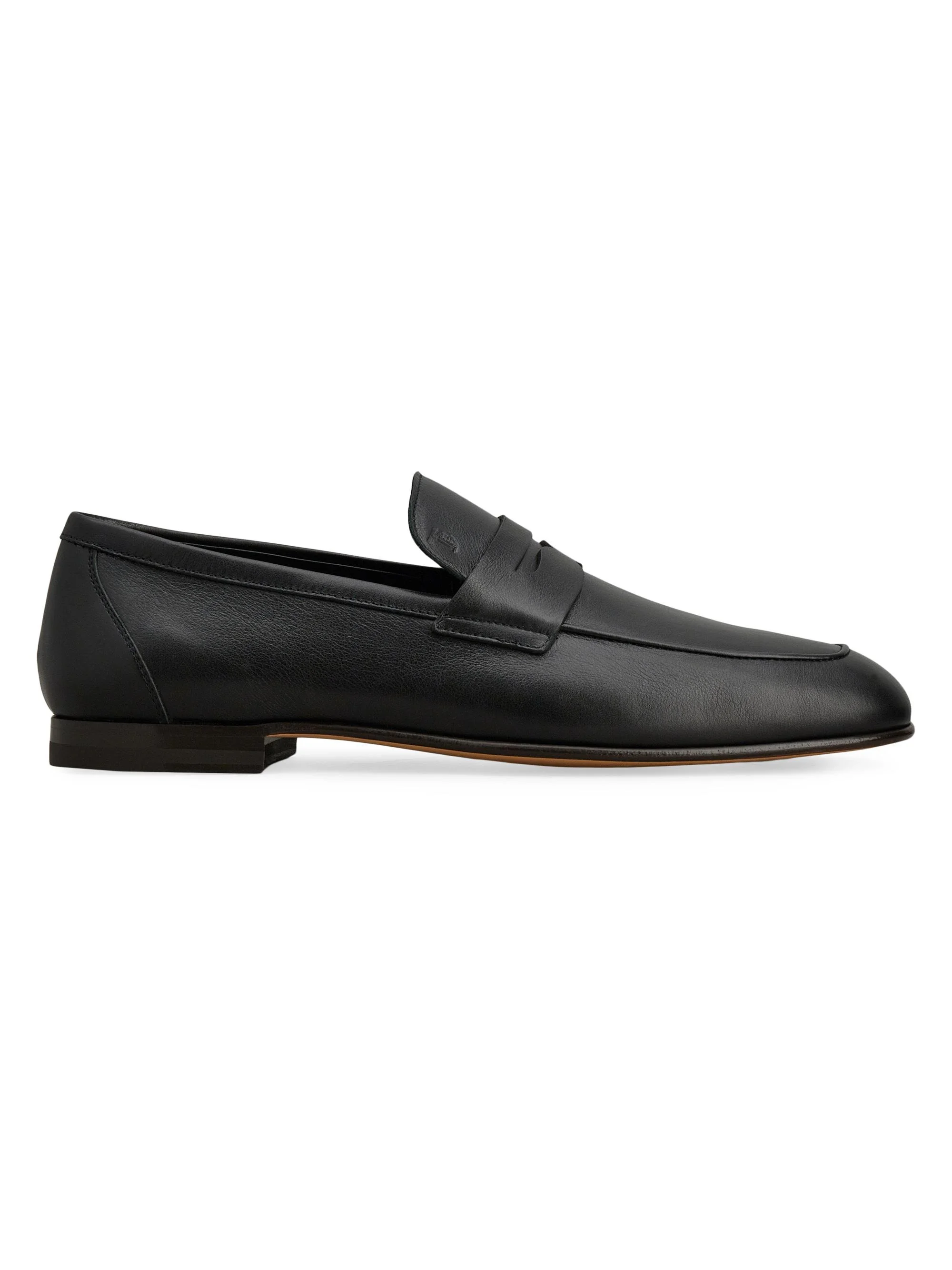 Men's Leather Penny Loafers - Black - 1