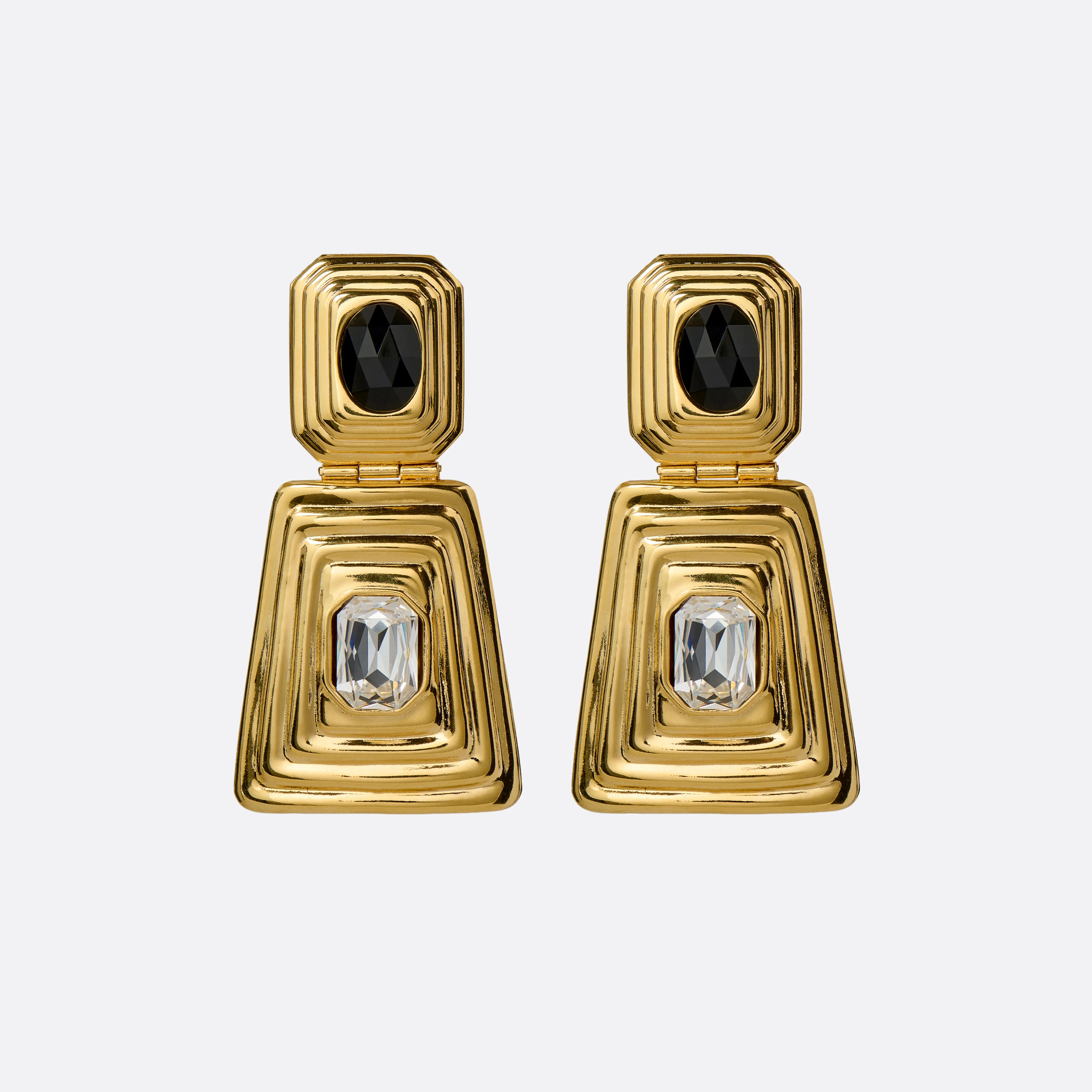 GOLD AND CRYSTAL EARRINGS WITH PENDANT - 1