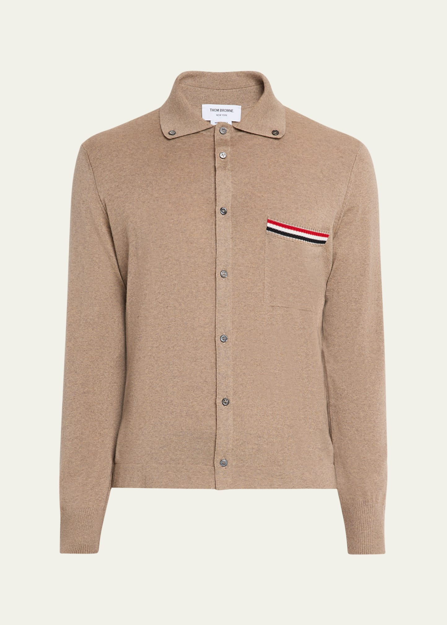 Men's Wool Knit Grosgrain-Trim Pocket Cardigan - 1