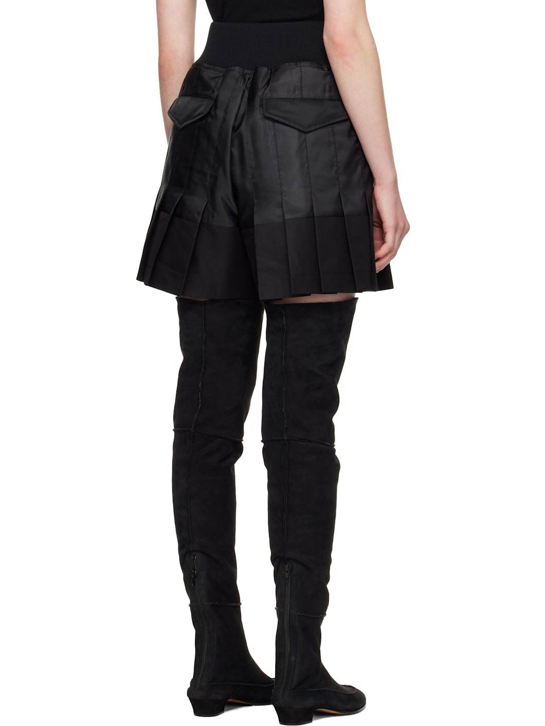 Black Nylon Twill & Gabardine Shorts - 3