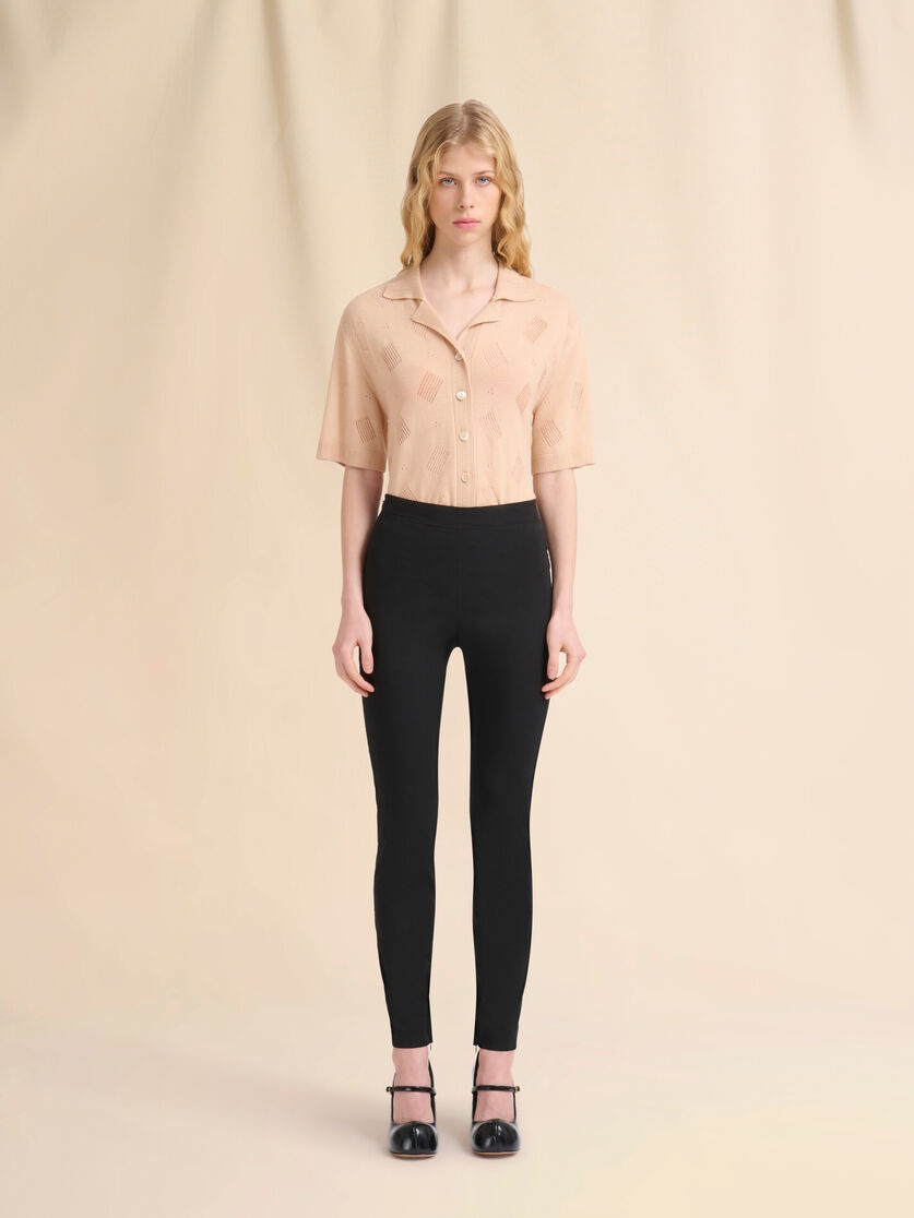 BLACK STRETCH POPLIN TROUSERS WITH MARNI SYMBOL - 2