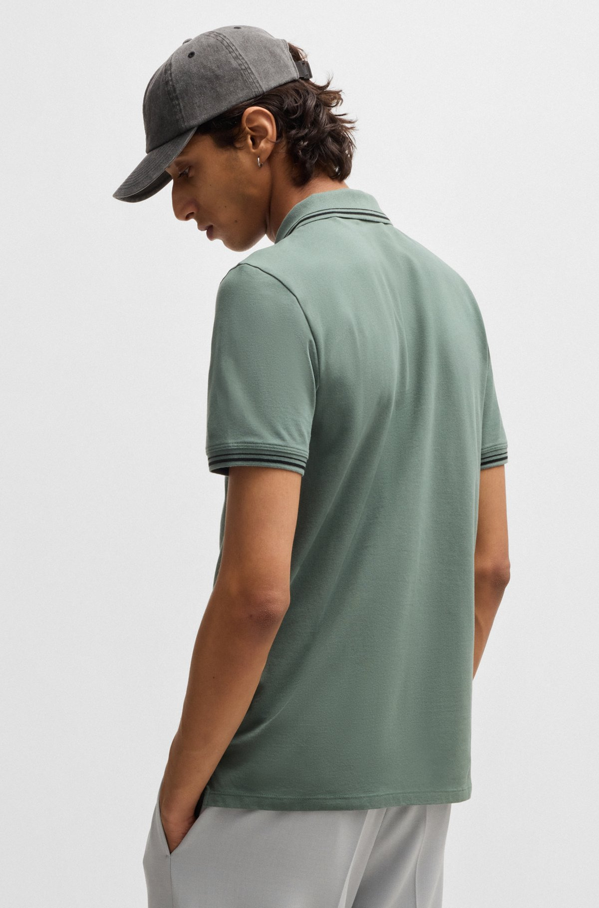 STRETCH-COTTON SLIM-FIT POLO SHIRT WITH PRINTED LOGO - 5