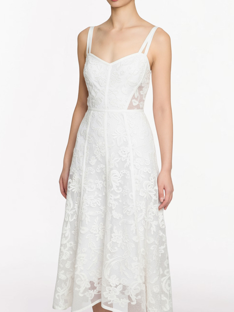 RIBBON STRAP CORDED LACE DRESS 4