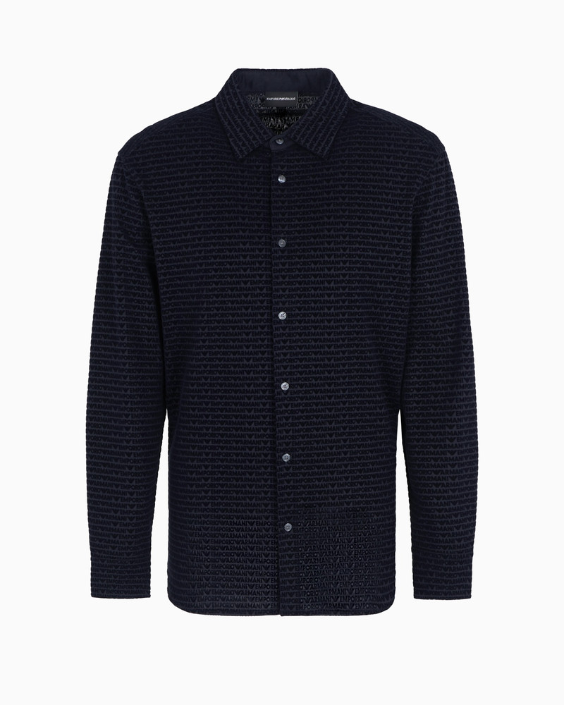 ASV LYOCELL BLEND JERSEY SHIRT WITH ALL-OVER FLOCKED LOGO LETTERING 1